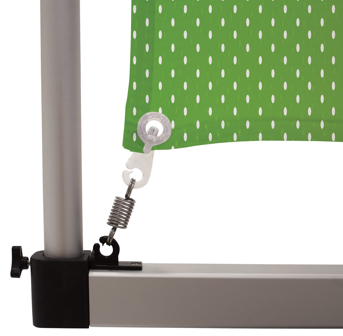 Outdoor vertical banner stand with clear plastic grommets 