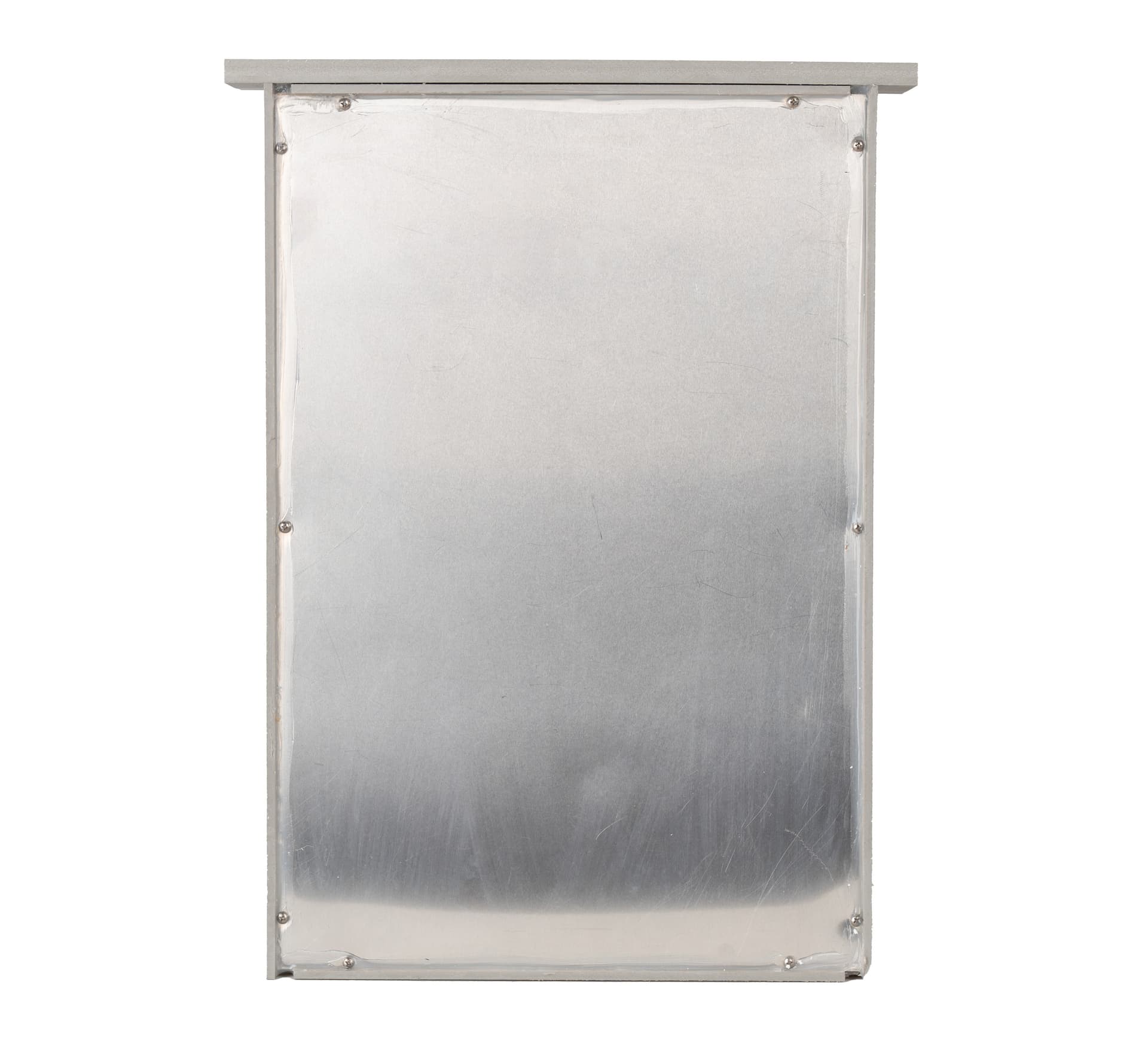 Outdoor menu display case showing the back of the unit