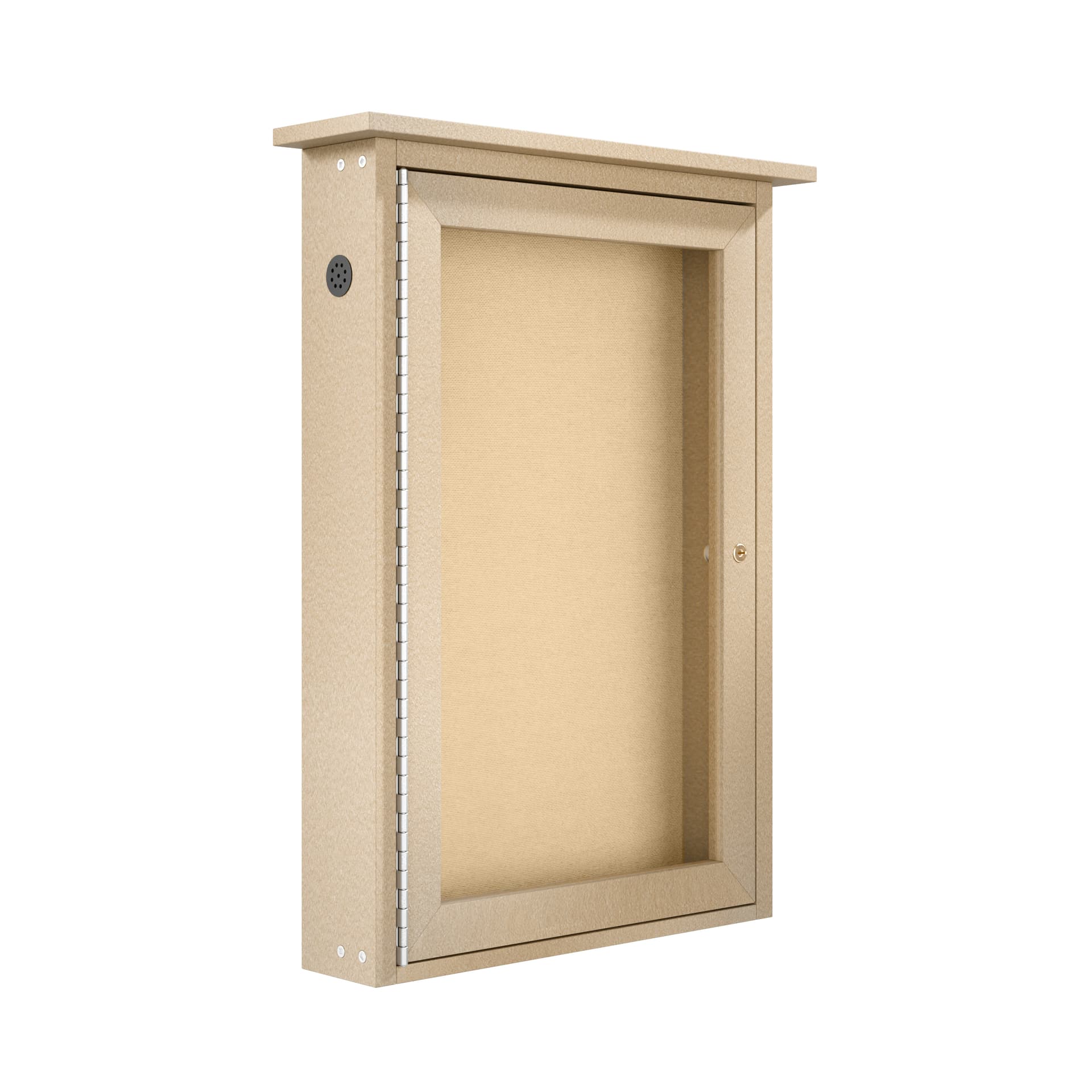 Outdoor menu display case made with recycled polyethylene and cork