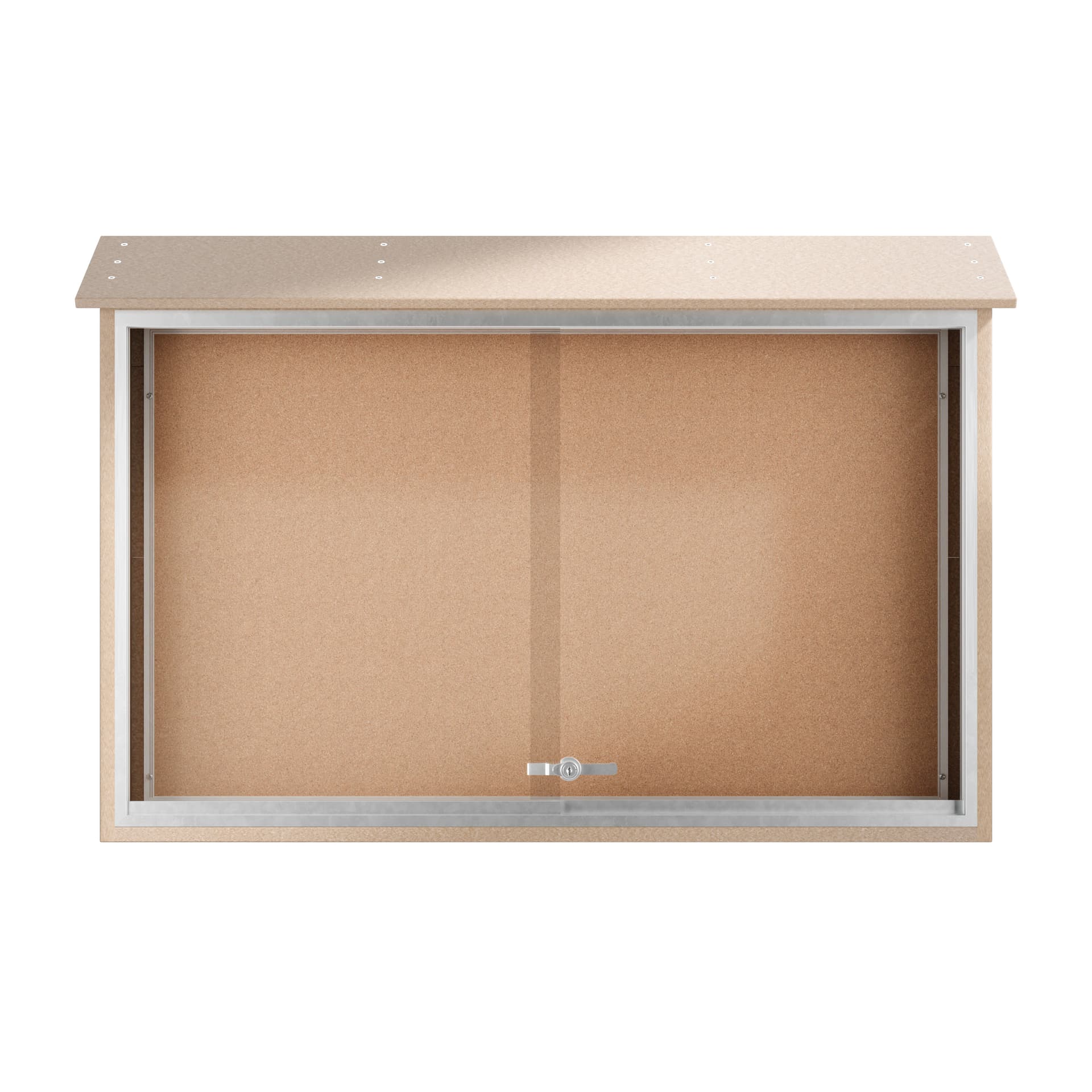 Outdoor bulletin board showcasing the cabinets empty