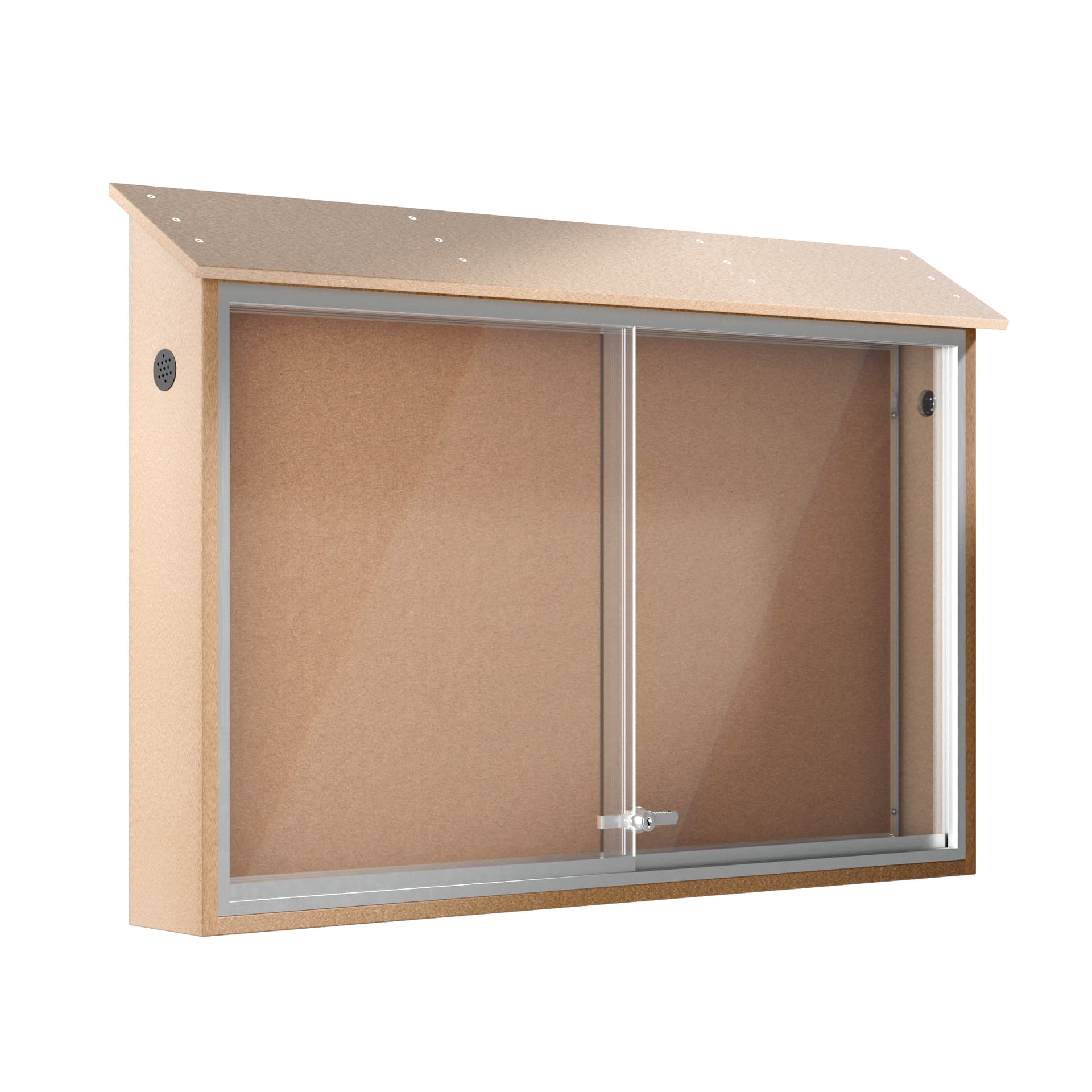 Outdoor bulletin board made with recycled polyethylene and cork