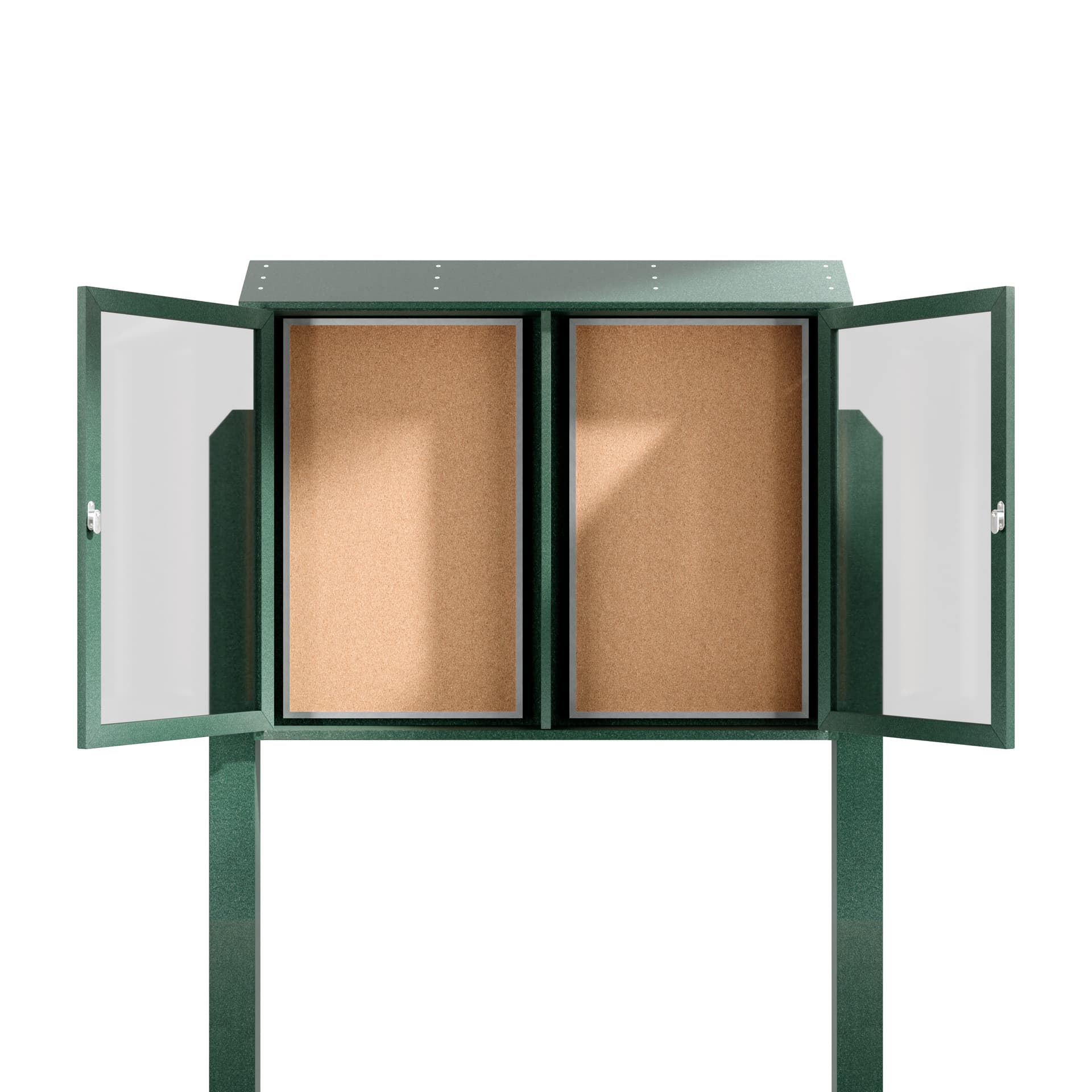 Free standing outdoor bulletin board with self healing cork boards