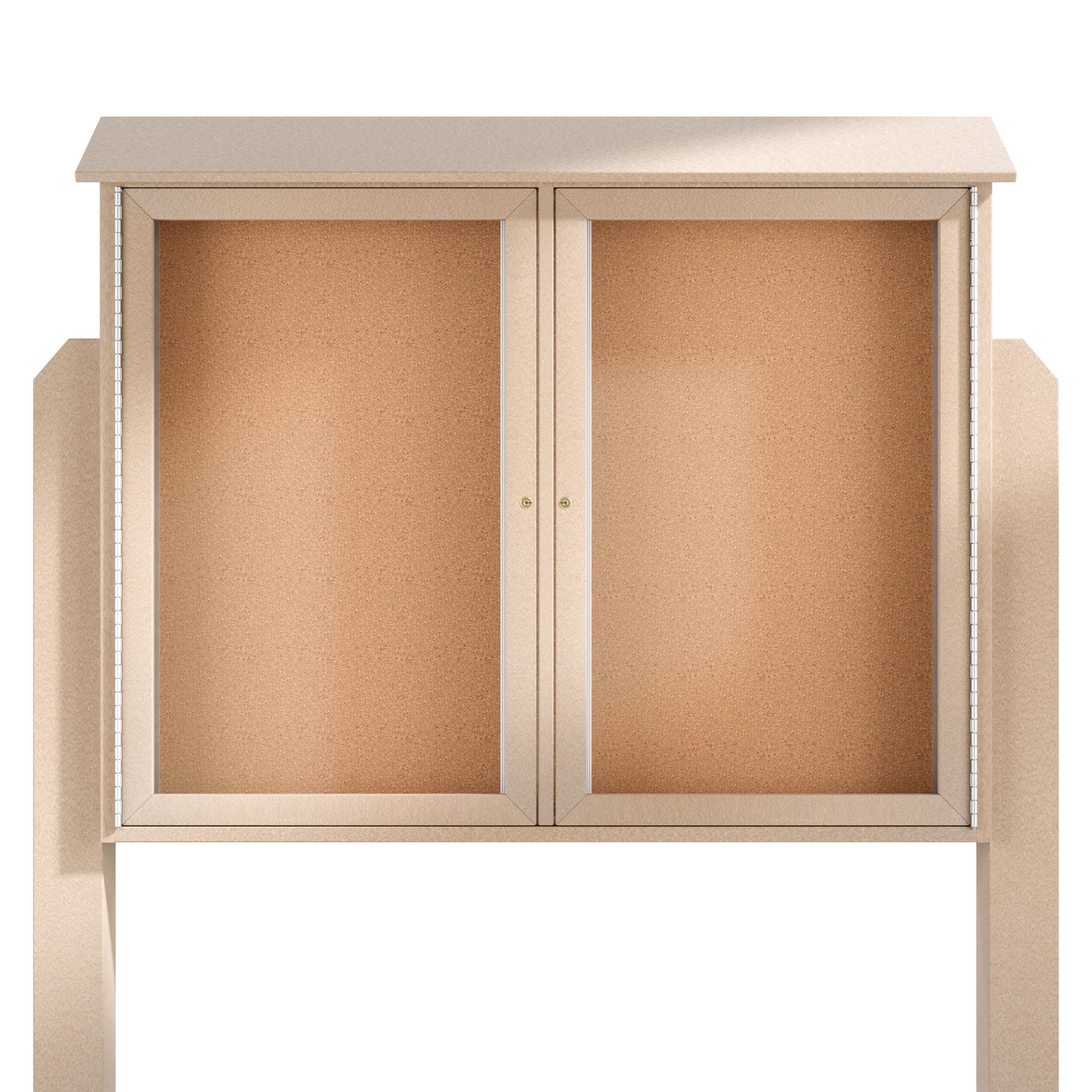 Free standing outdoor bulletin board showcasing the cabinets empty 