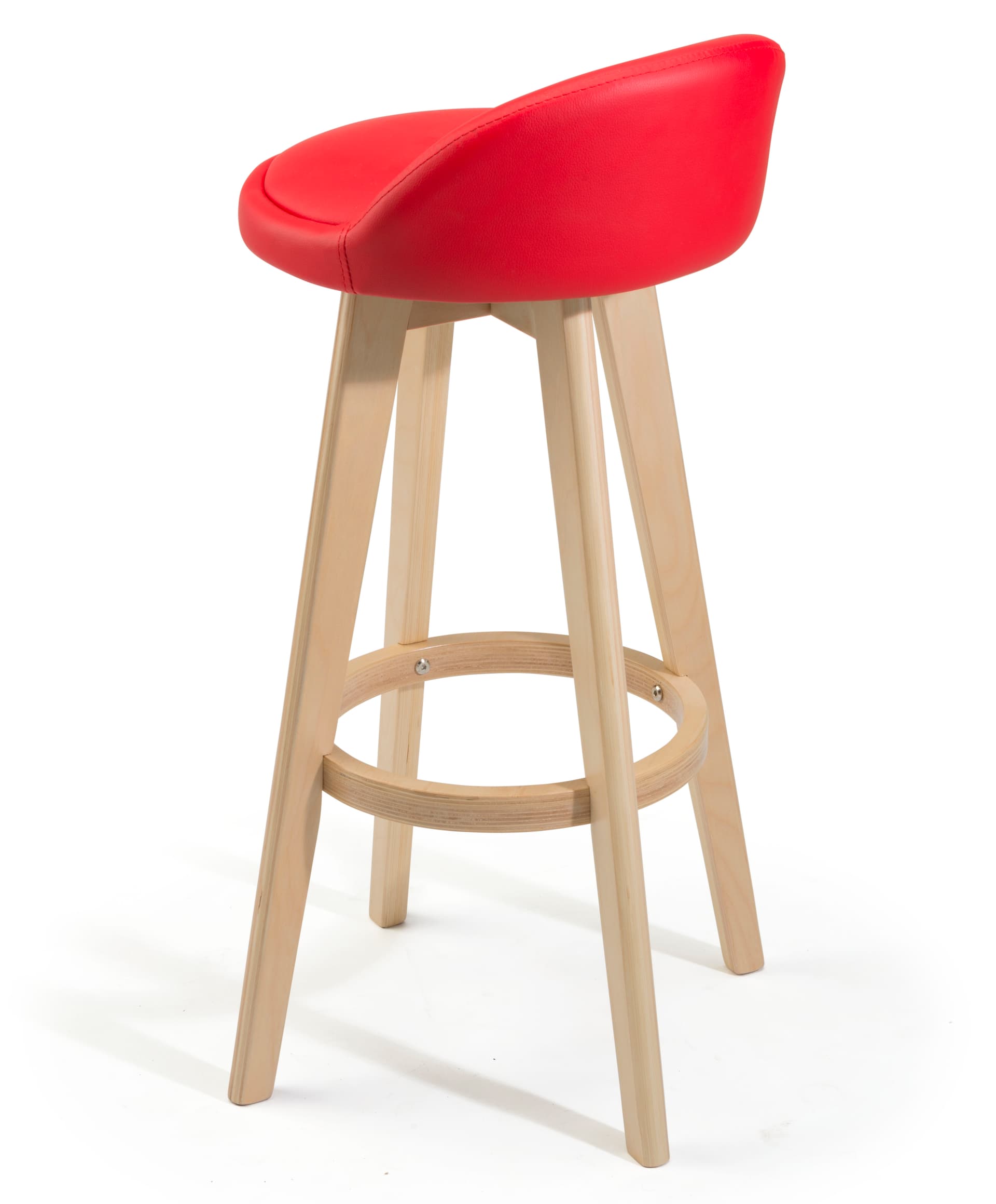 Modern Red Barstool with Wood Base
