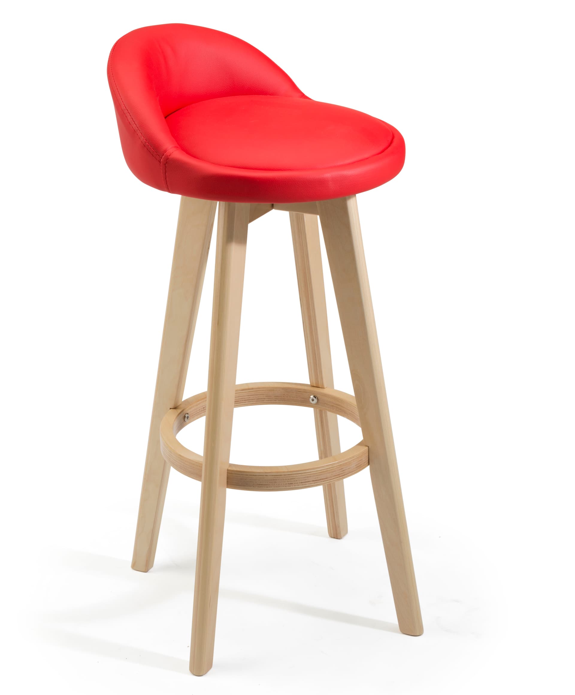 Modern Red Barstool with Curved Back
