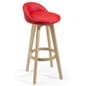 28” Bar Height Stool w/ Leatherette Seat, Lip Back, Wood Frame - Red