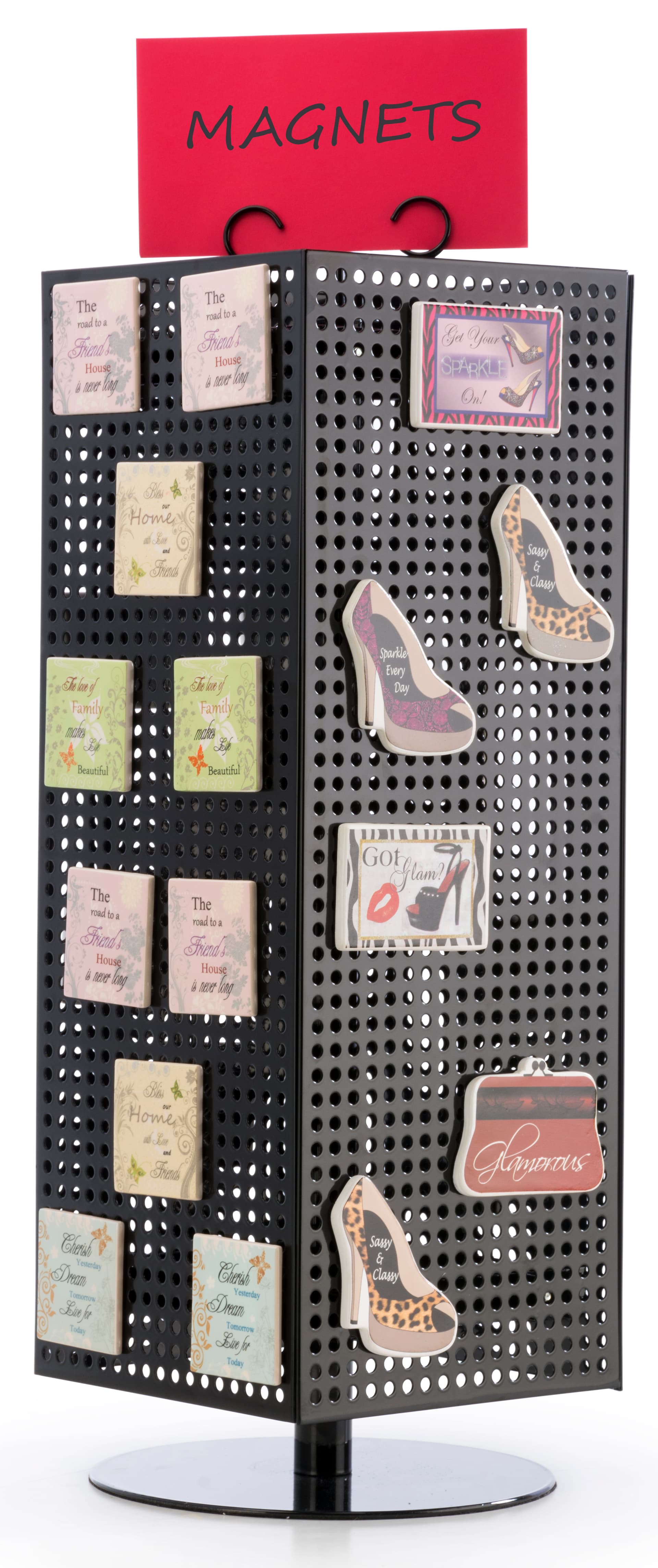 Countertop Pegboard Display with Chrome Hooks- Rotating