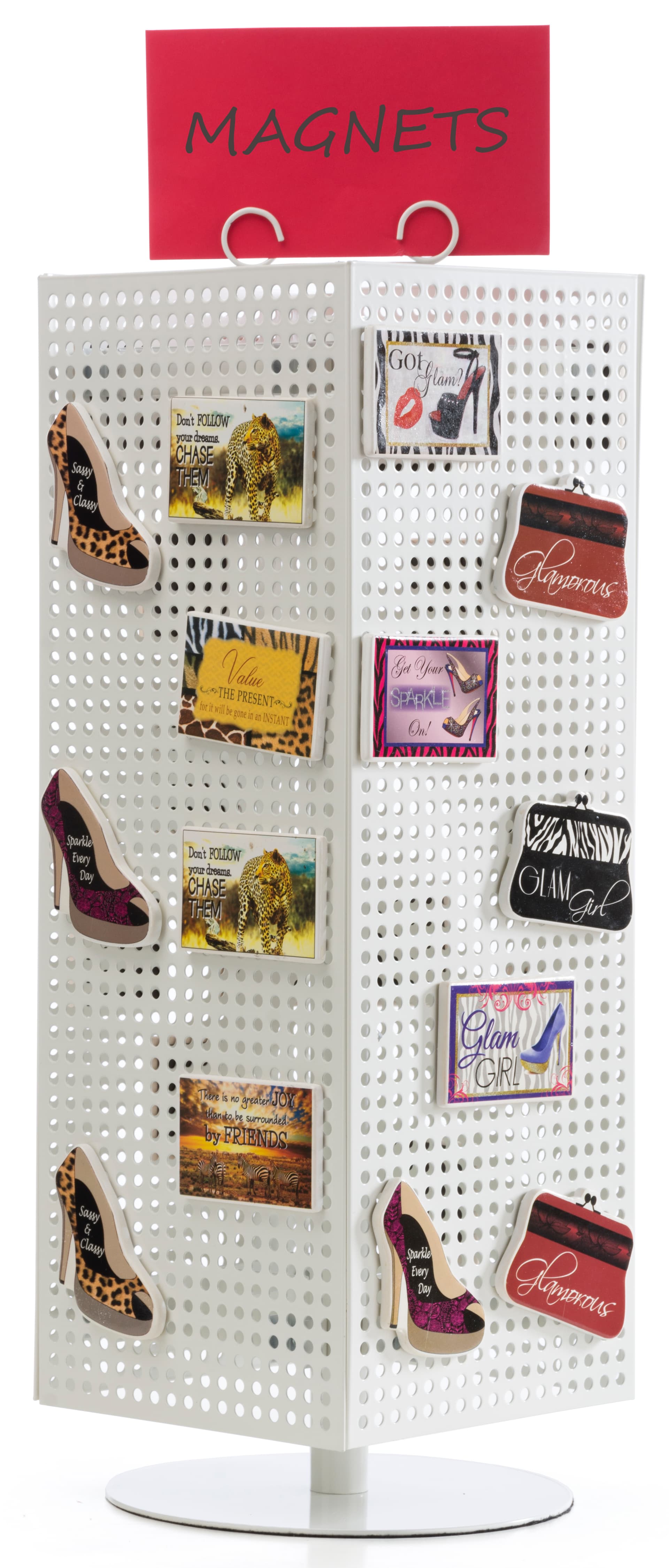 White Pegboard Display Stand, Magnetic 