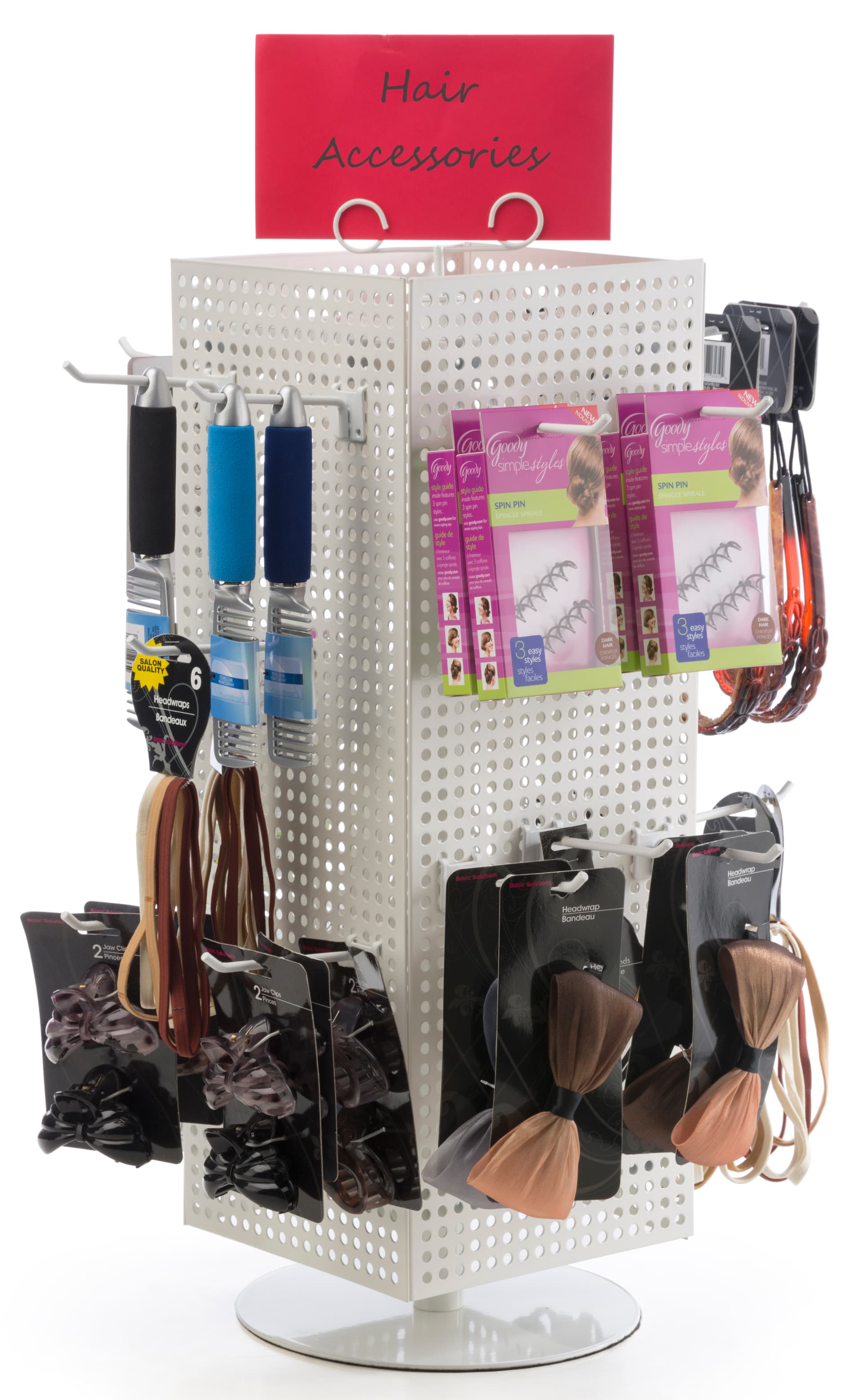 White Pegboard Display Stand- Spinning