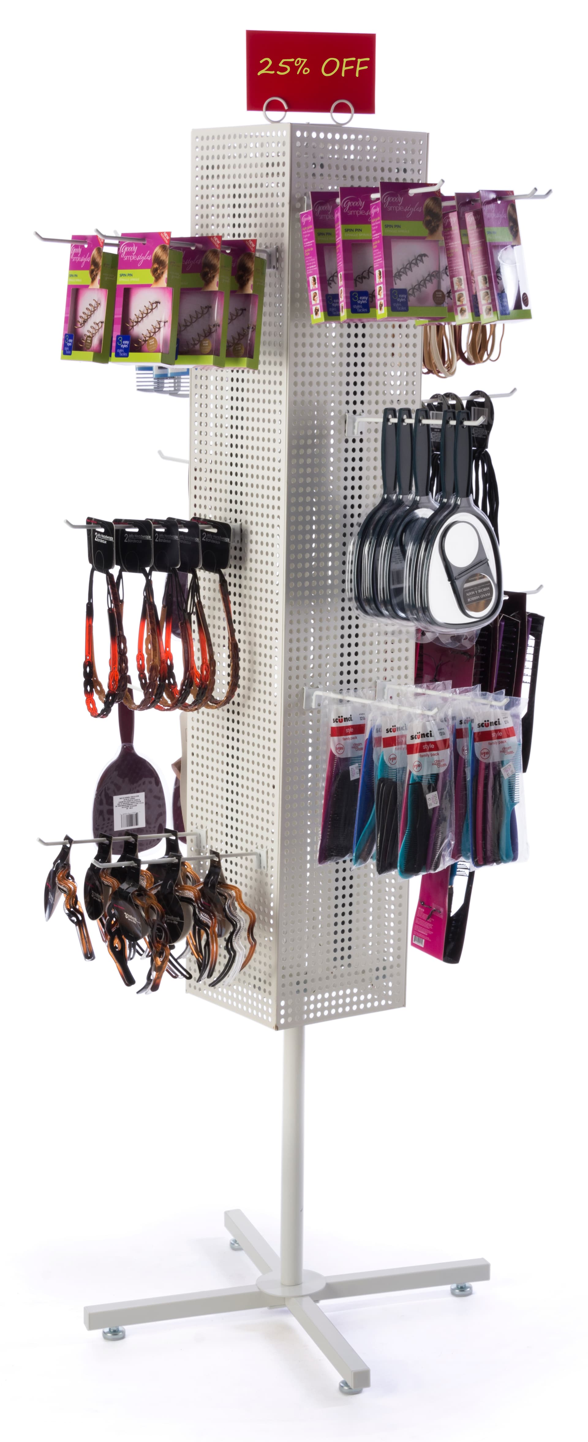 White Pegboard Display Rack- Rotating