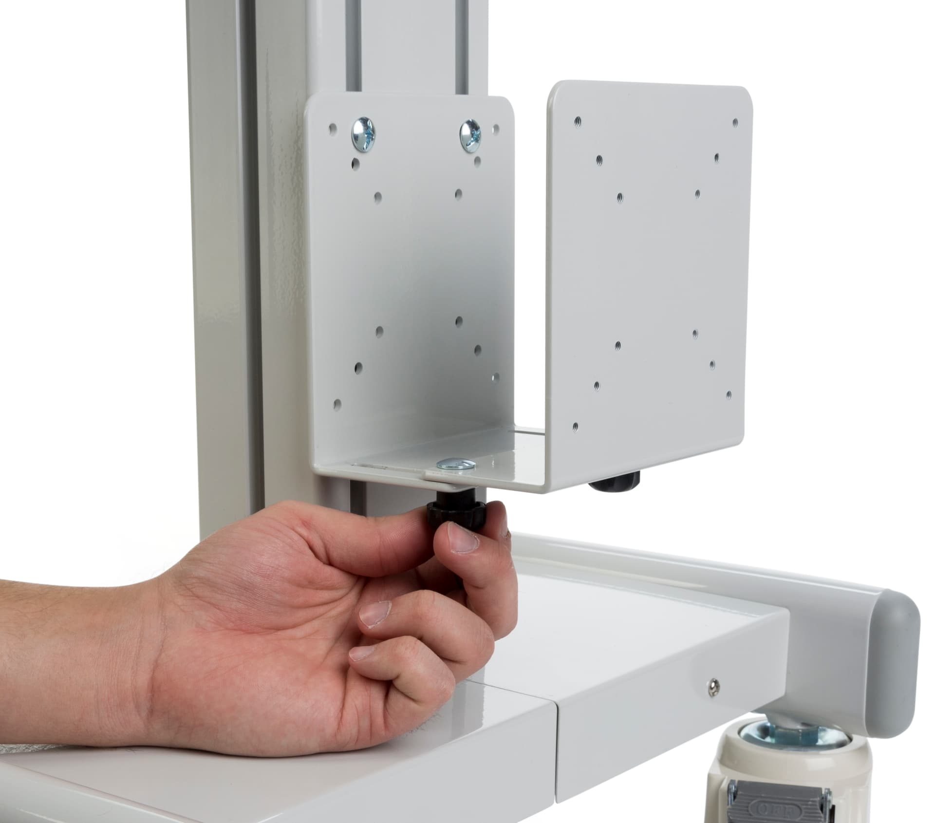 Height Adjustable Medical Cart w/ Adjusting CPU Holder