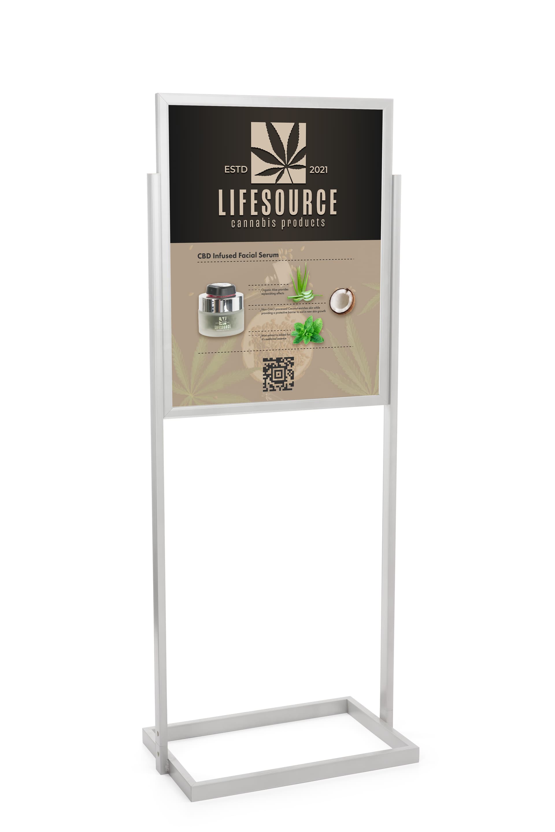 Sign display stands with double sided design