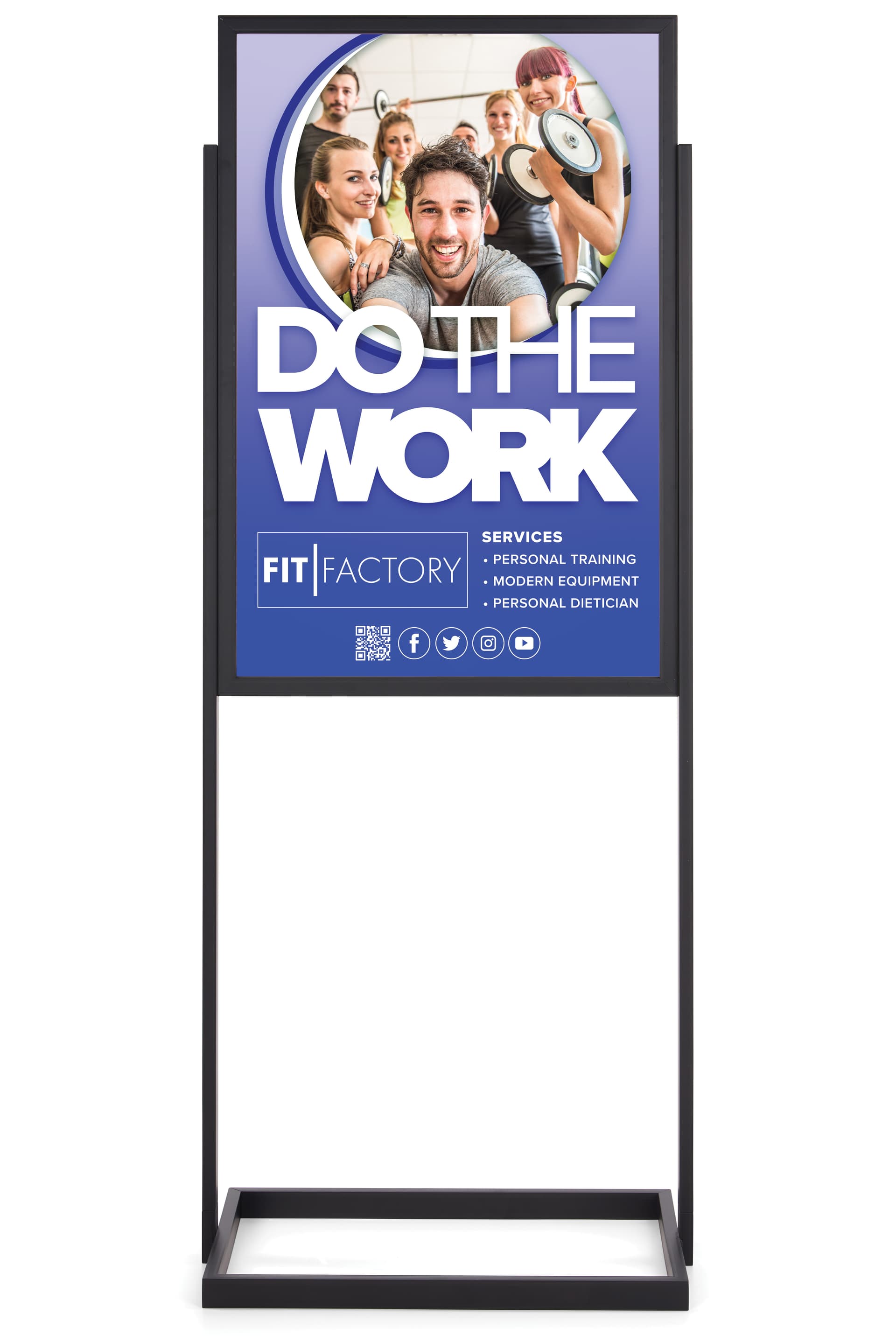 Poster display stand with top loading design