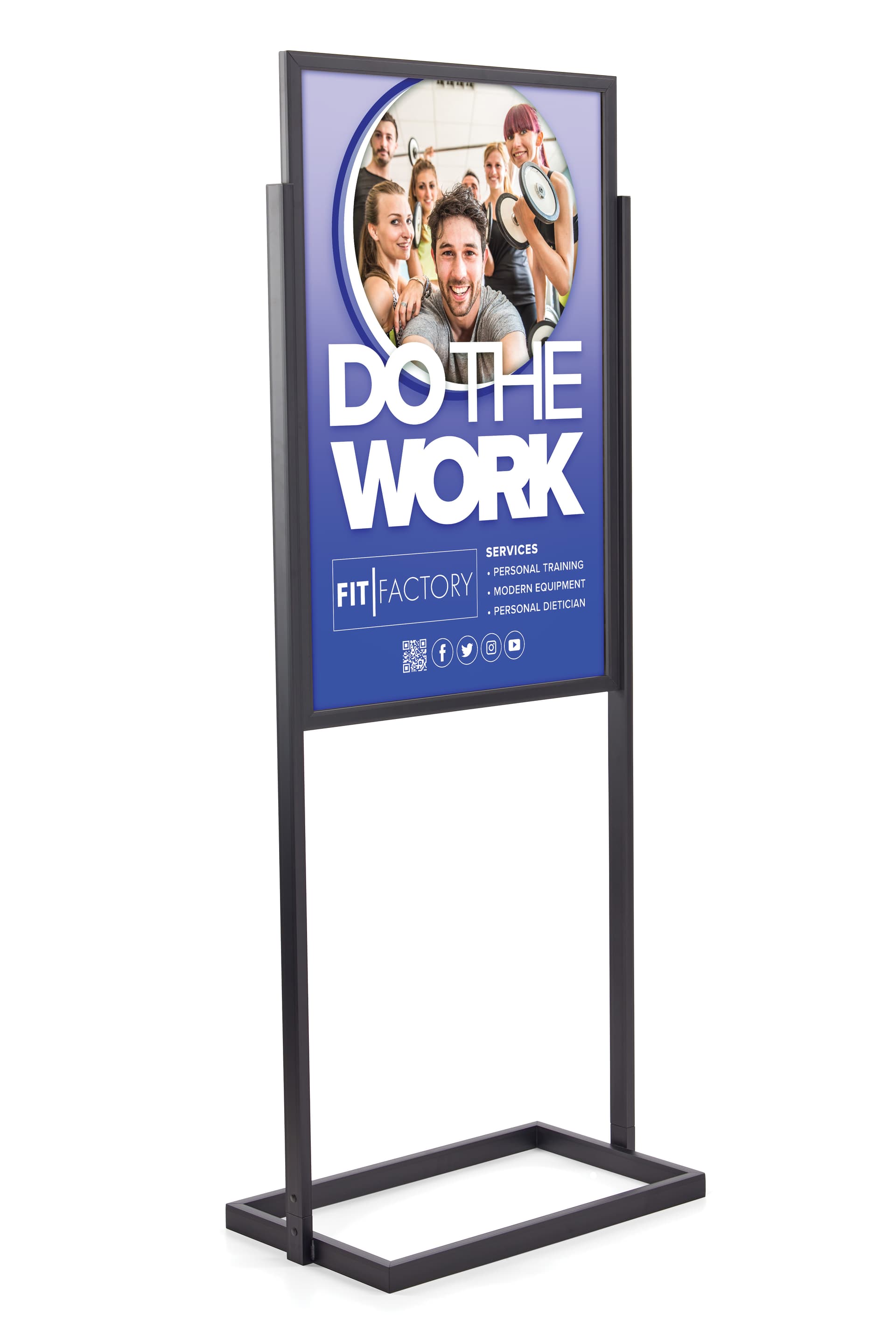 Poster display stand with stable base