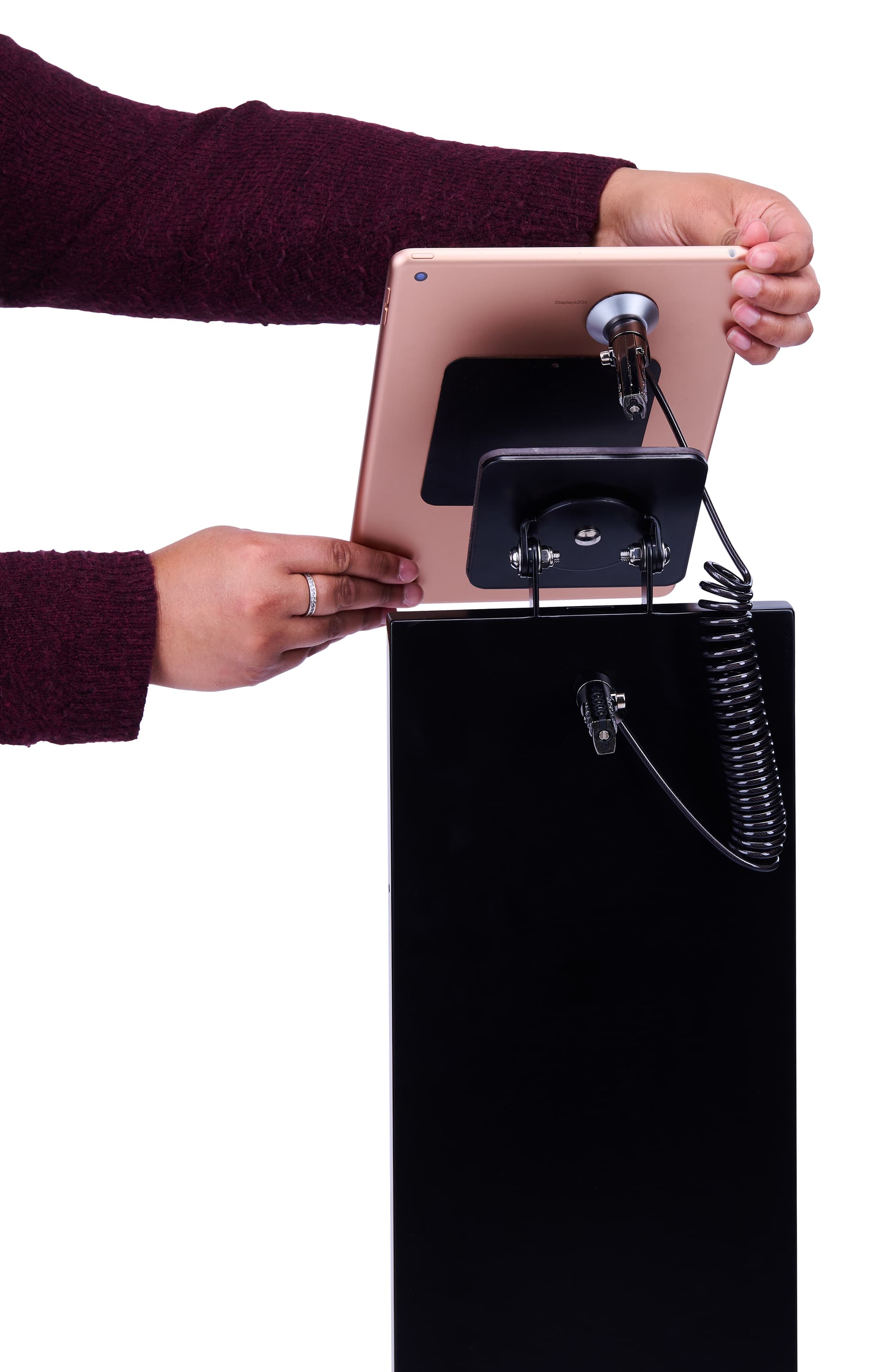 Magnetic tablet kiosk stand with anti-theft system
