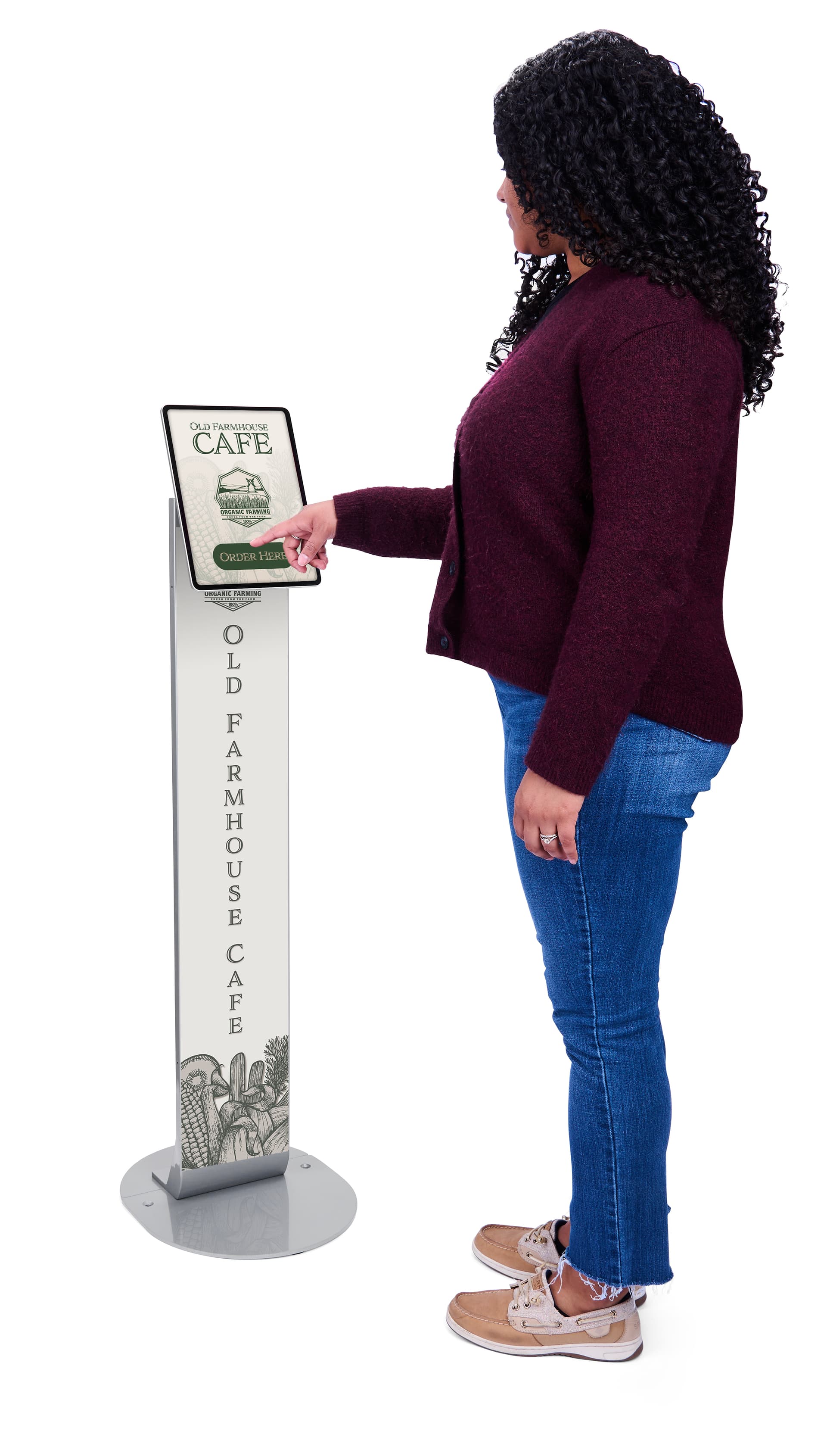 Magnetic tablet kiosk stand with one slot plate