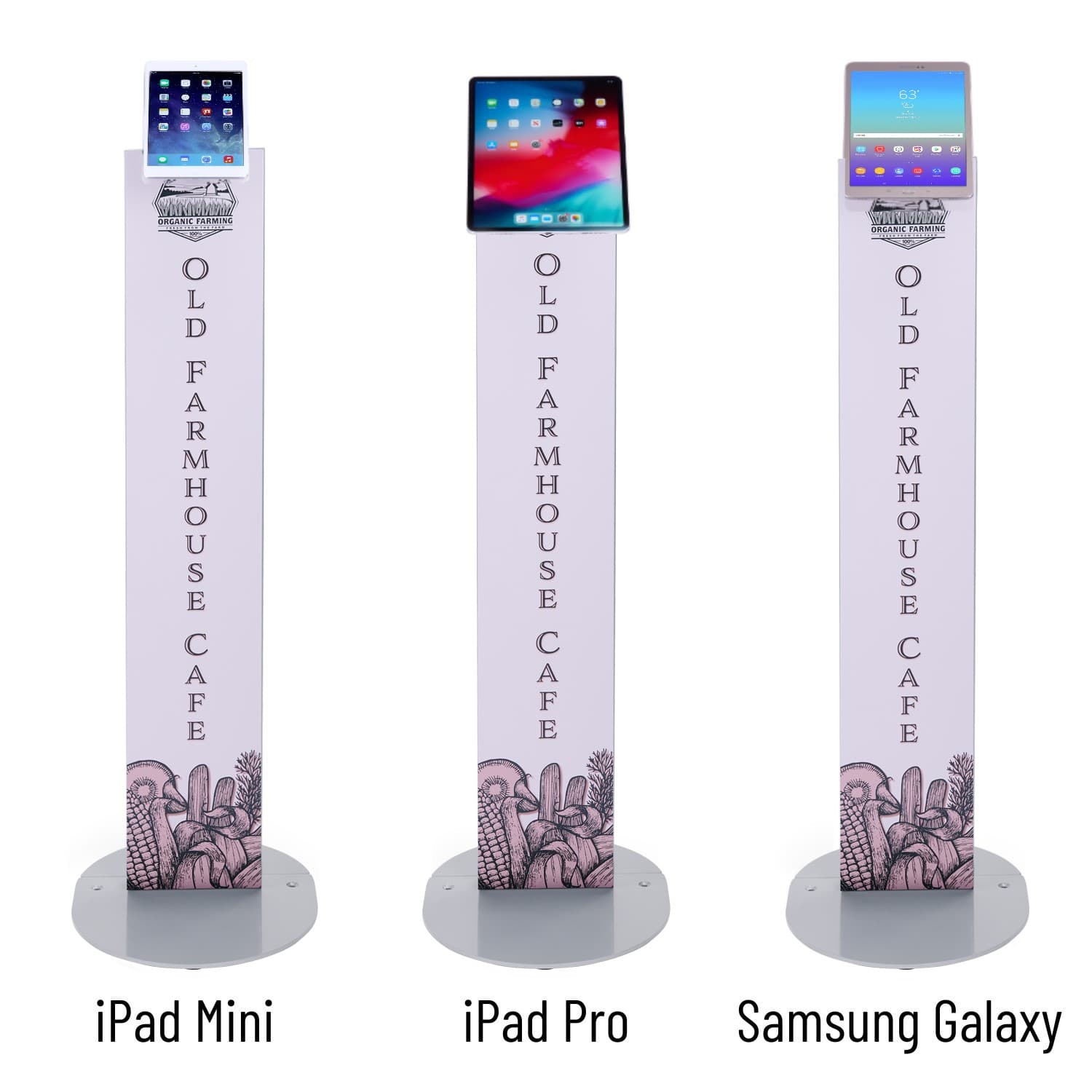 Magnetic tablet kiosk stand with universal compatibility 