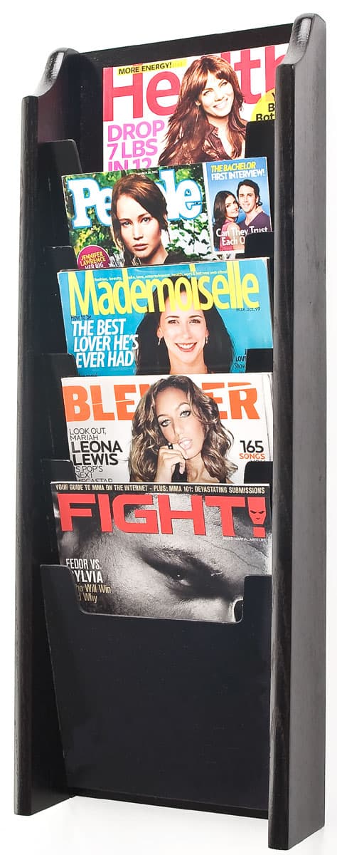 Cascading Magazine Rack | Black Finish, 5-Pocket Literature Rack ...
