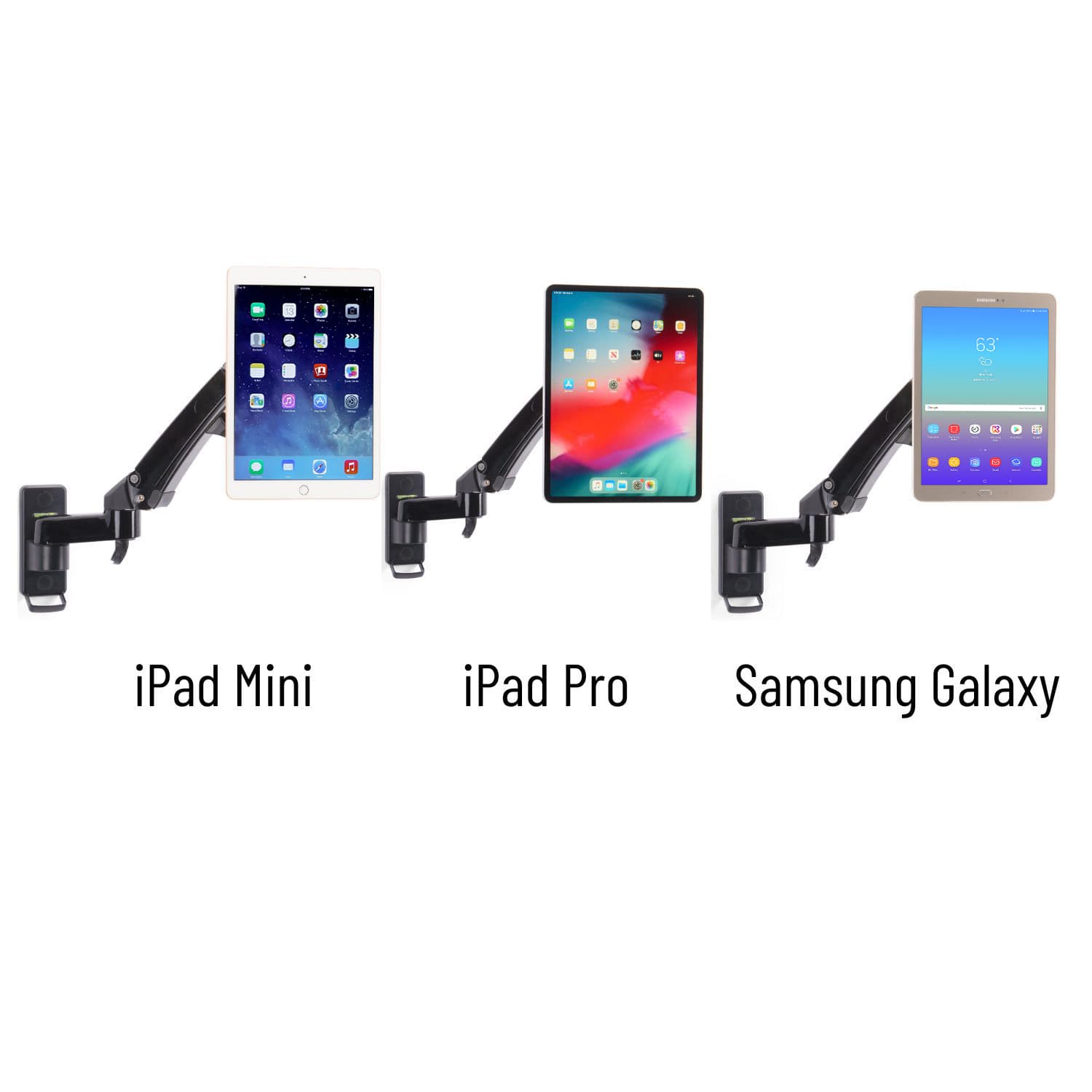 Articulating arm tablet mount can hold multiple tablets