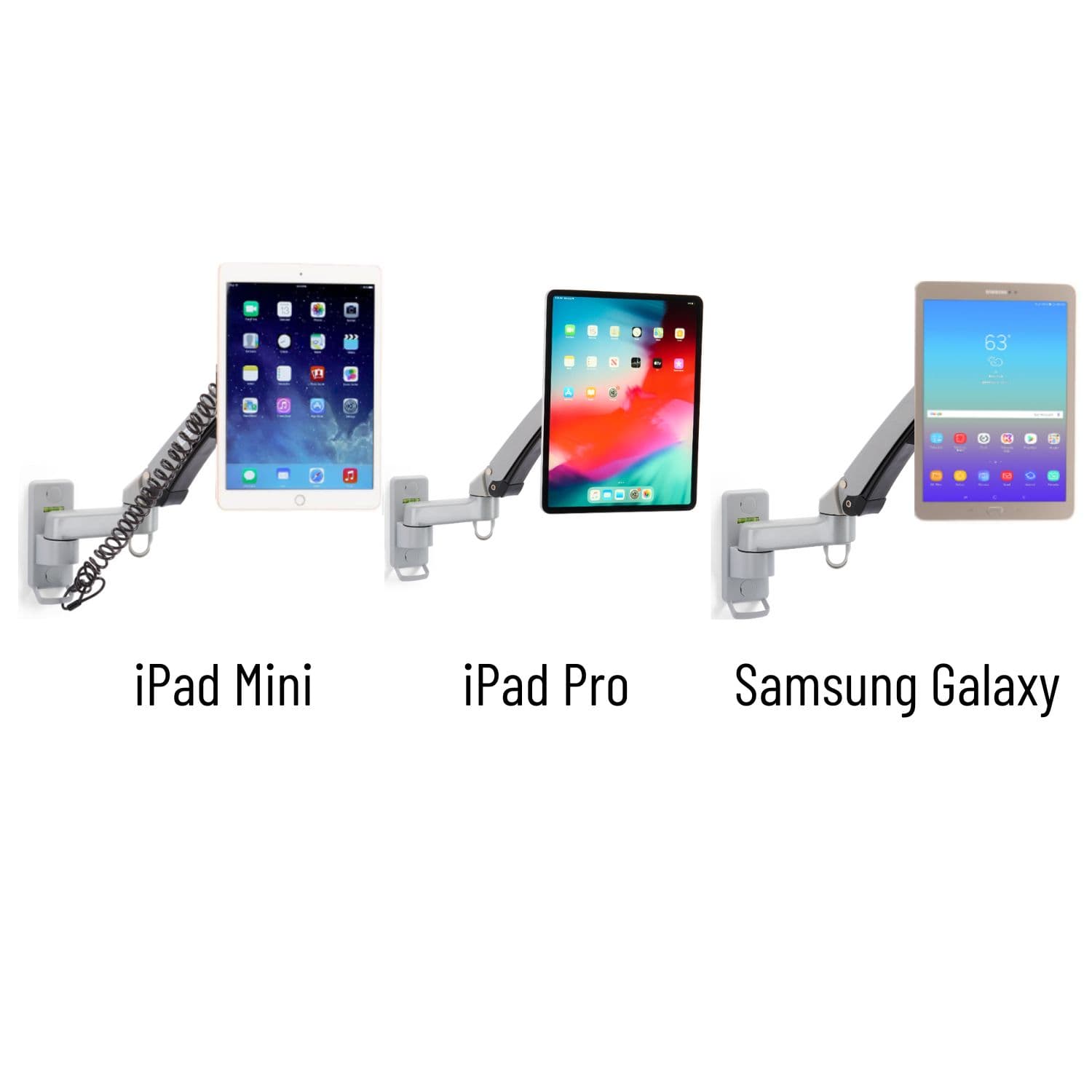 Articulating arm tablet mount with universal screen mount