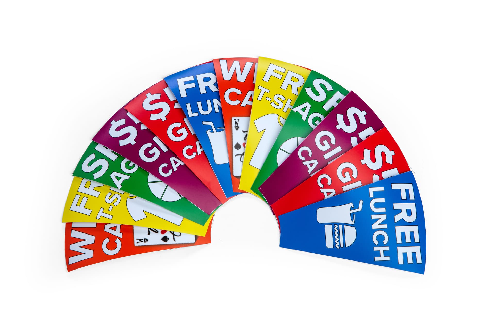 Custom prize wheel inserts for PWMINIBLK / PWMINIBLED printed with digital solvent printers 