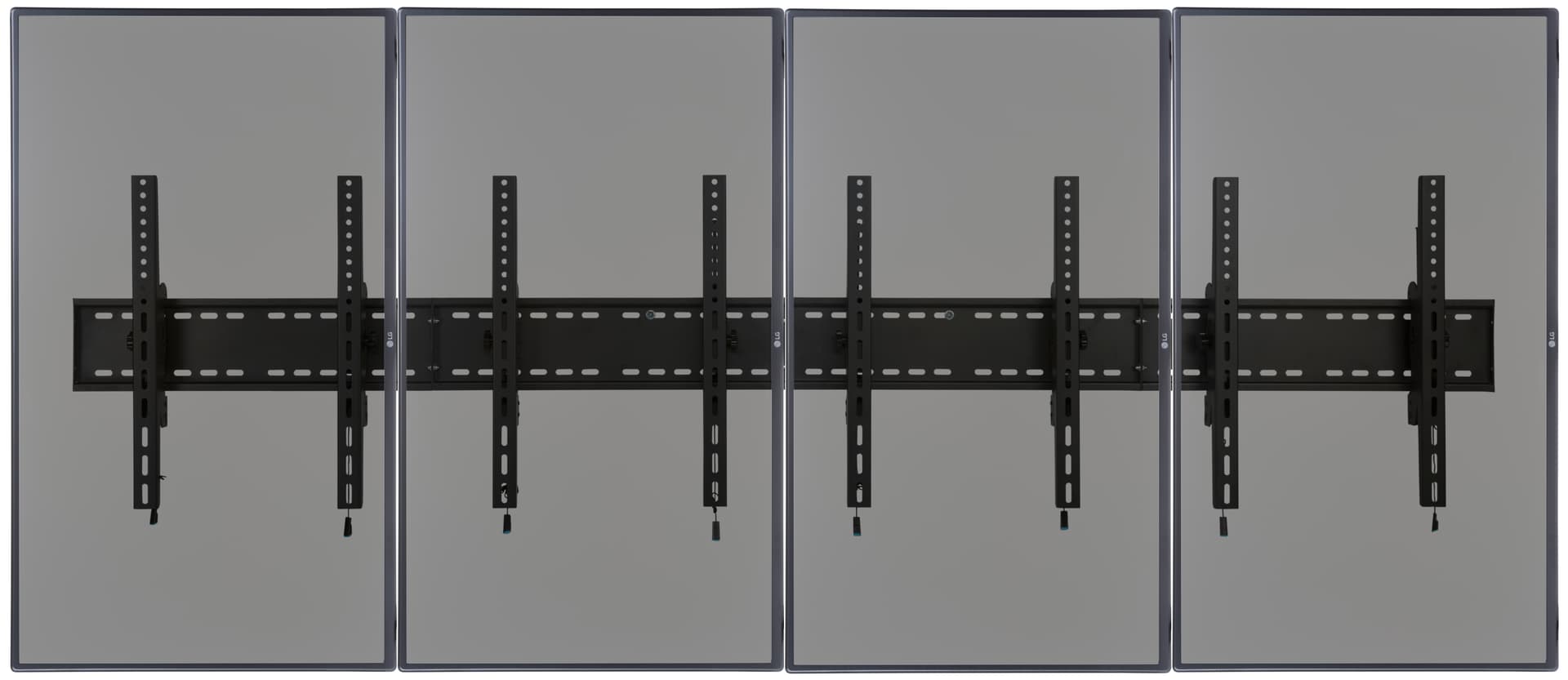 Black 4-Monitor Wall Portrait Tilt Mount