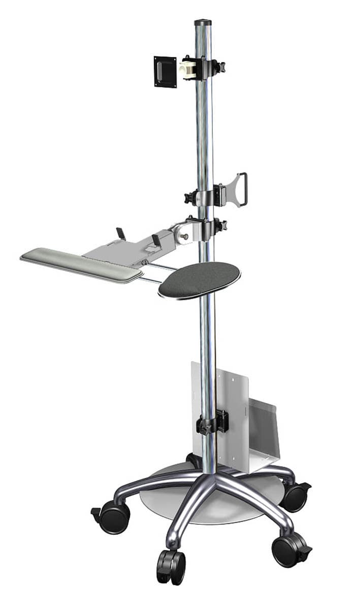 Adjustable Height Computer Cart with Fold Away Keyboard Tray