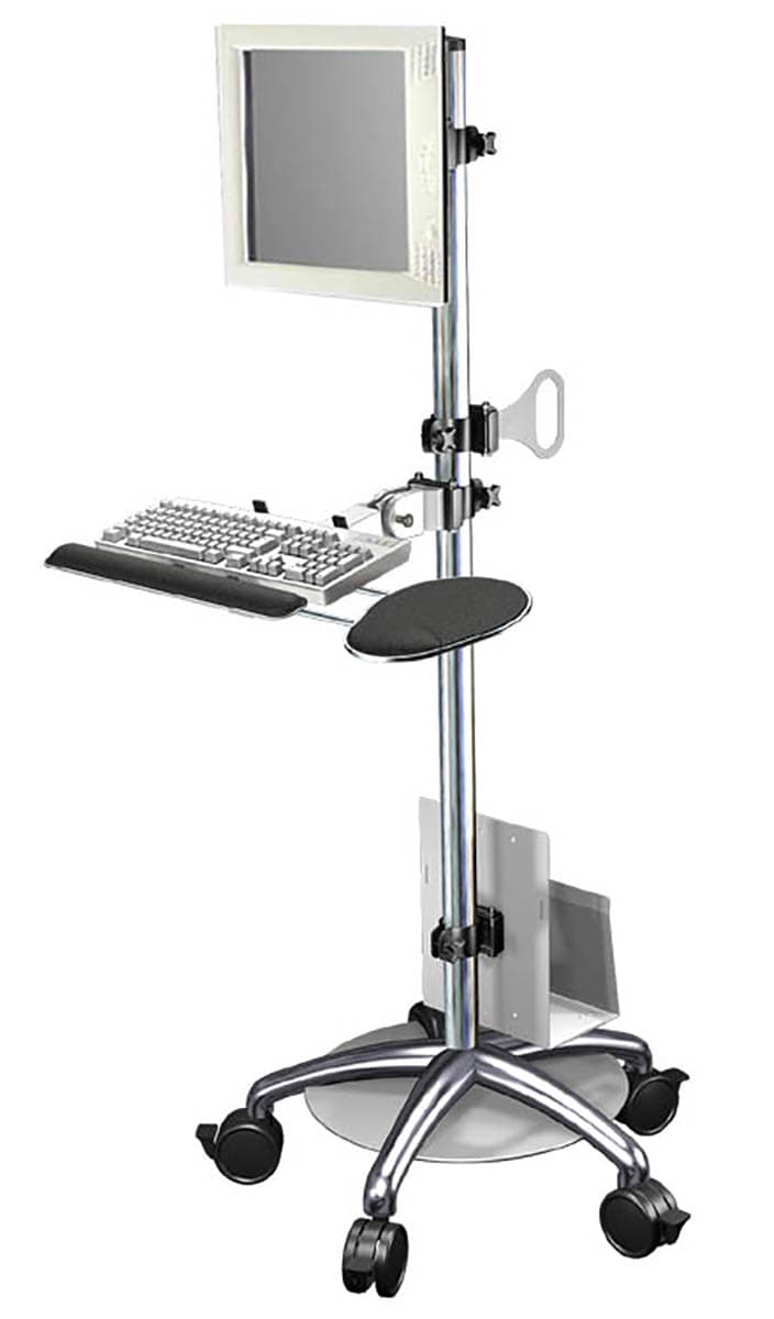 Adjustable Height Computer Cart with Keyboard Tray and Mouse Pad