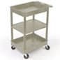 40" Plastic Utility Cart, 2 Trays & 1 Shelf - Beige