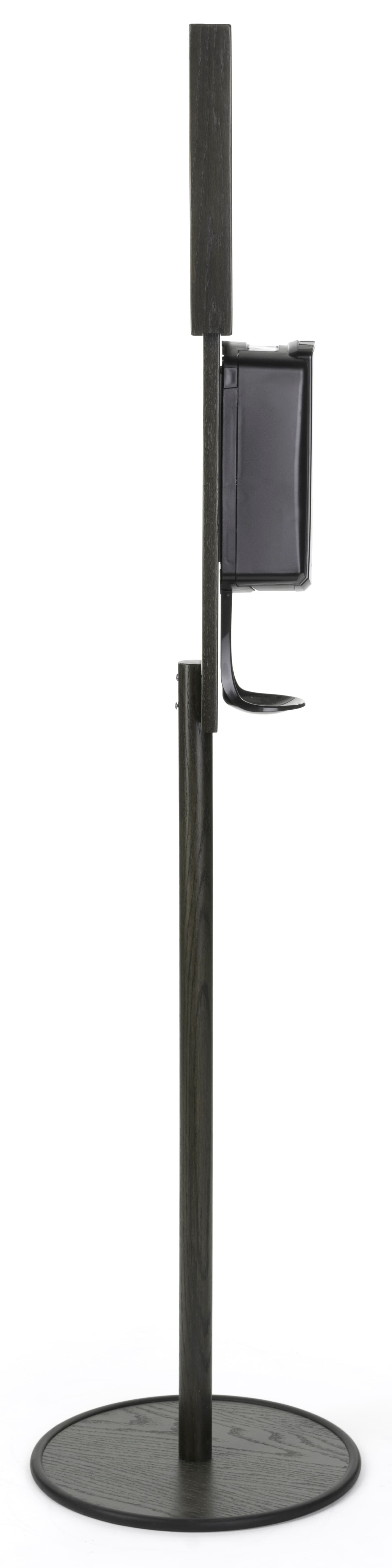 Black Floor Standing Purell Dispenser with Thin Profile