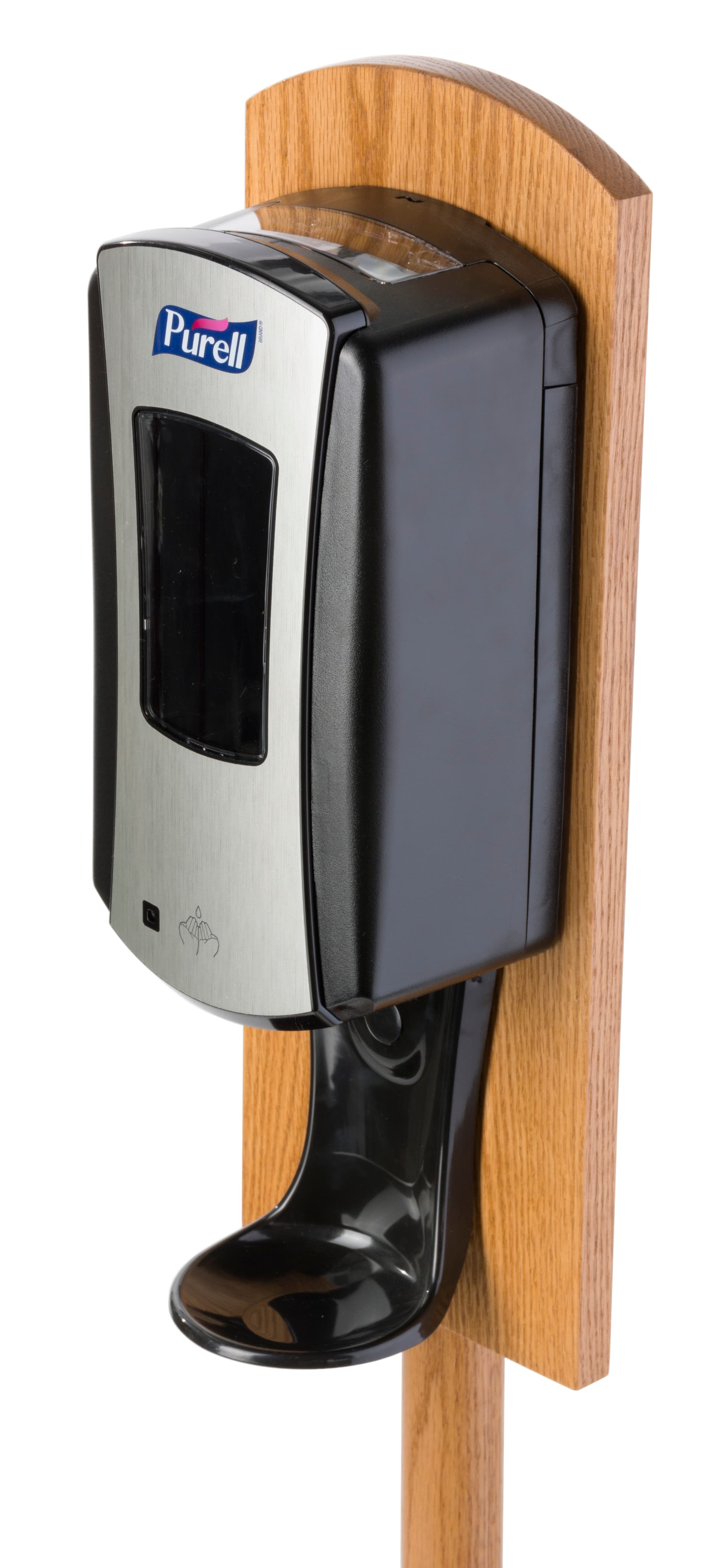 Oak Purell Floor Stand with Drip Tray