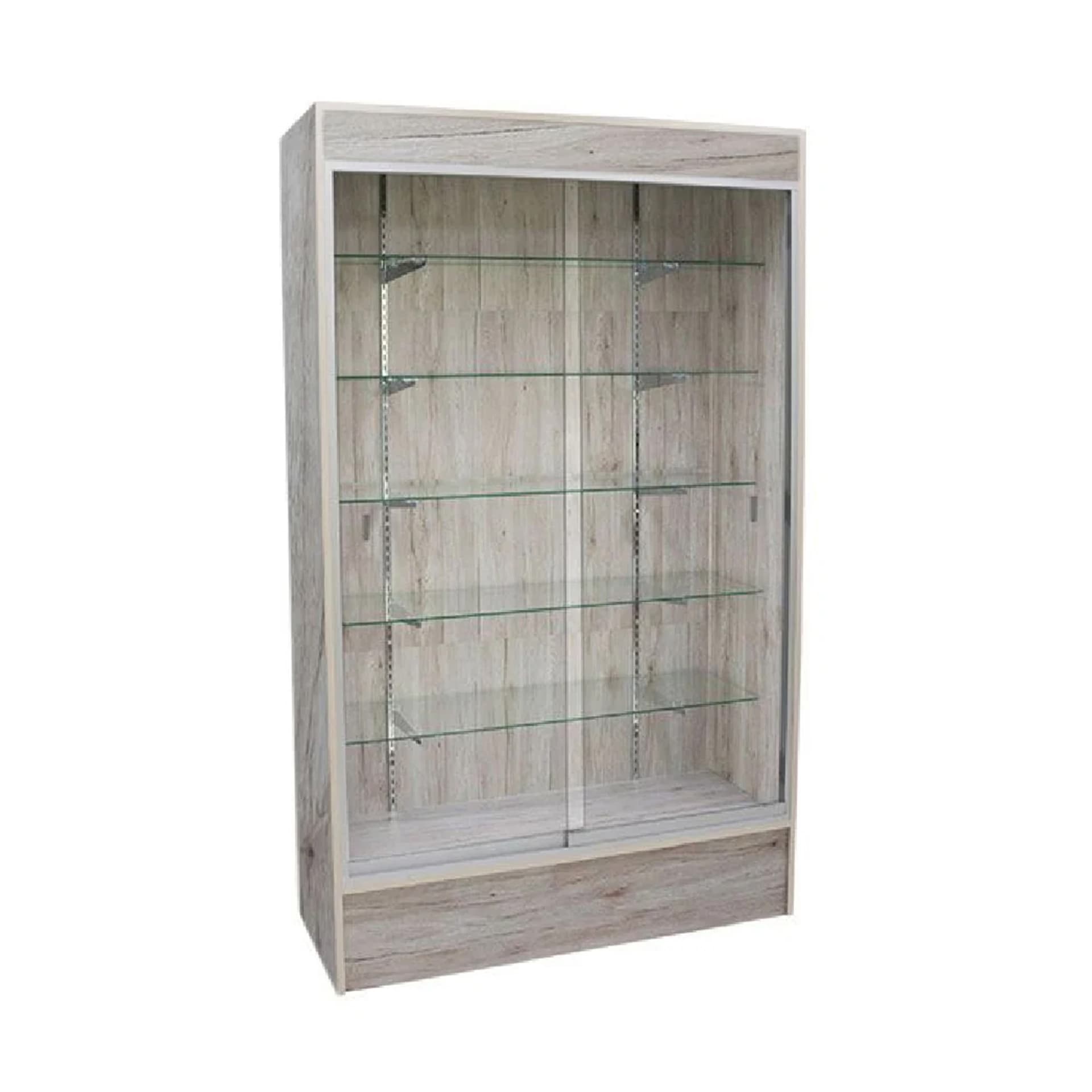 Barnwood display case with adjustable shelves