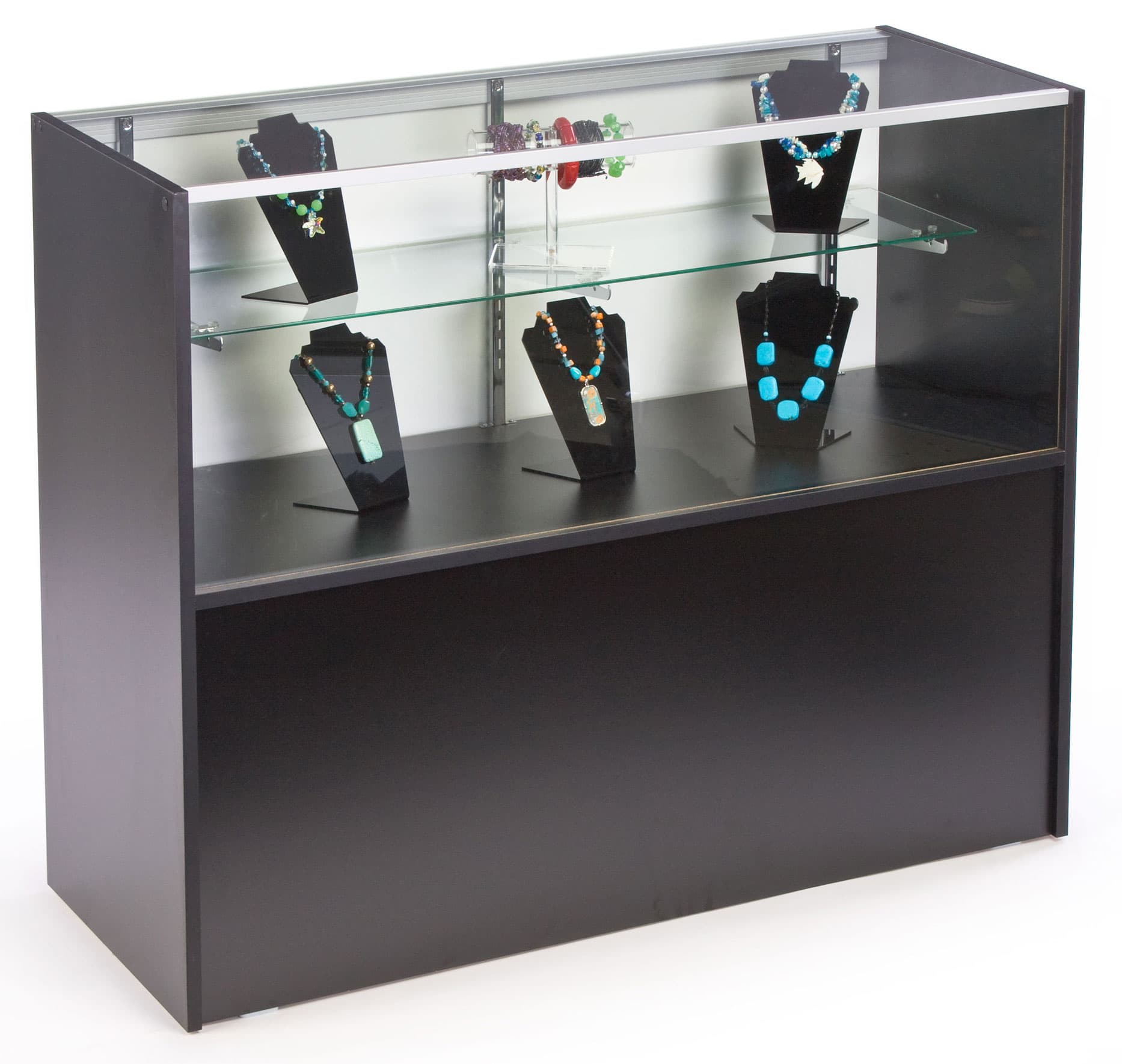 Black Melamine Showcase Includes Base Cabinet For Additional Storage