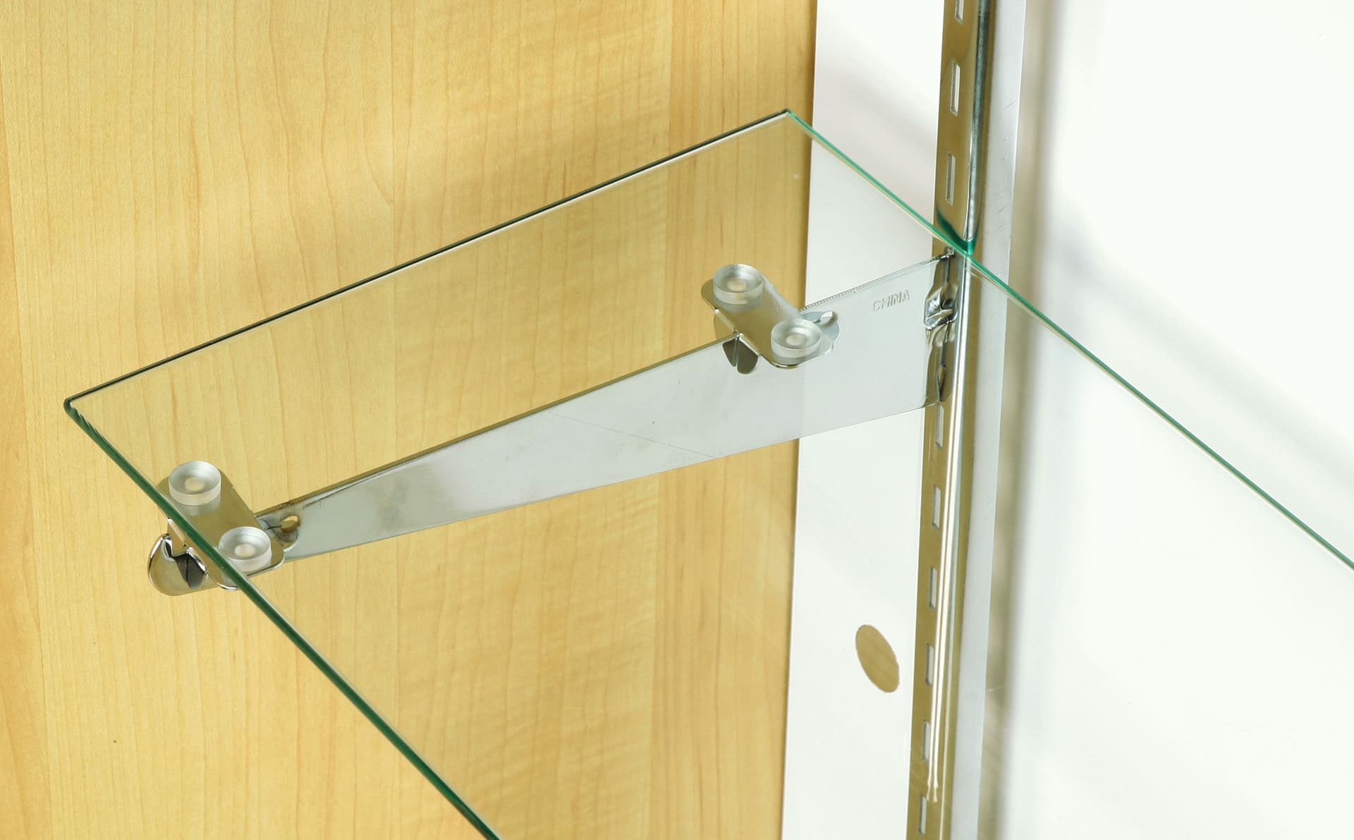 Maple Melamine Store Display Case With Hidden Storage Area