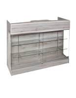 Retail store counter with rear storage