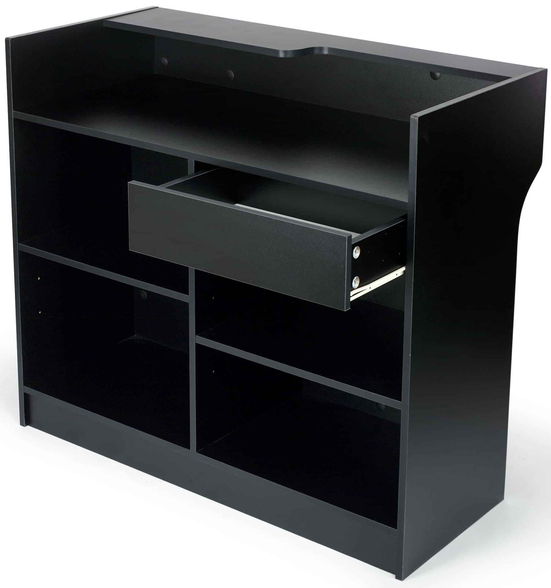 Register Stand: 48" w/Ledgetop Counter, Black Melamine