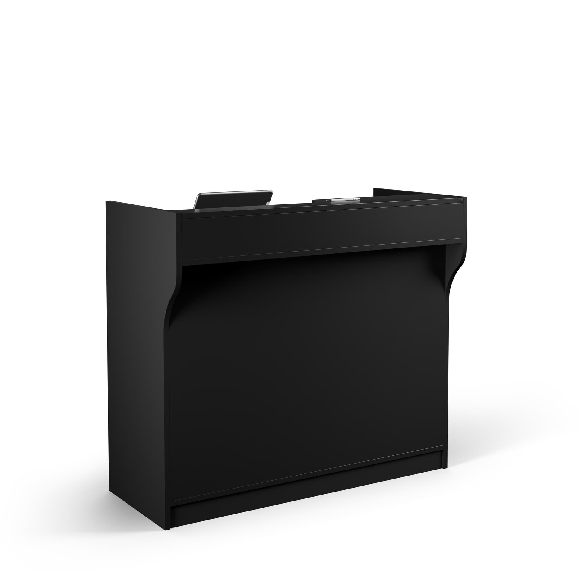 Register Stand: 48" w/Ledgetop Counter, Black Melamine