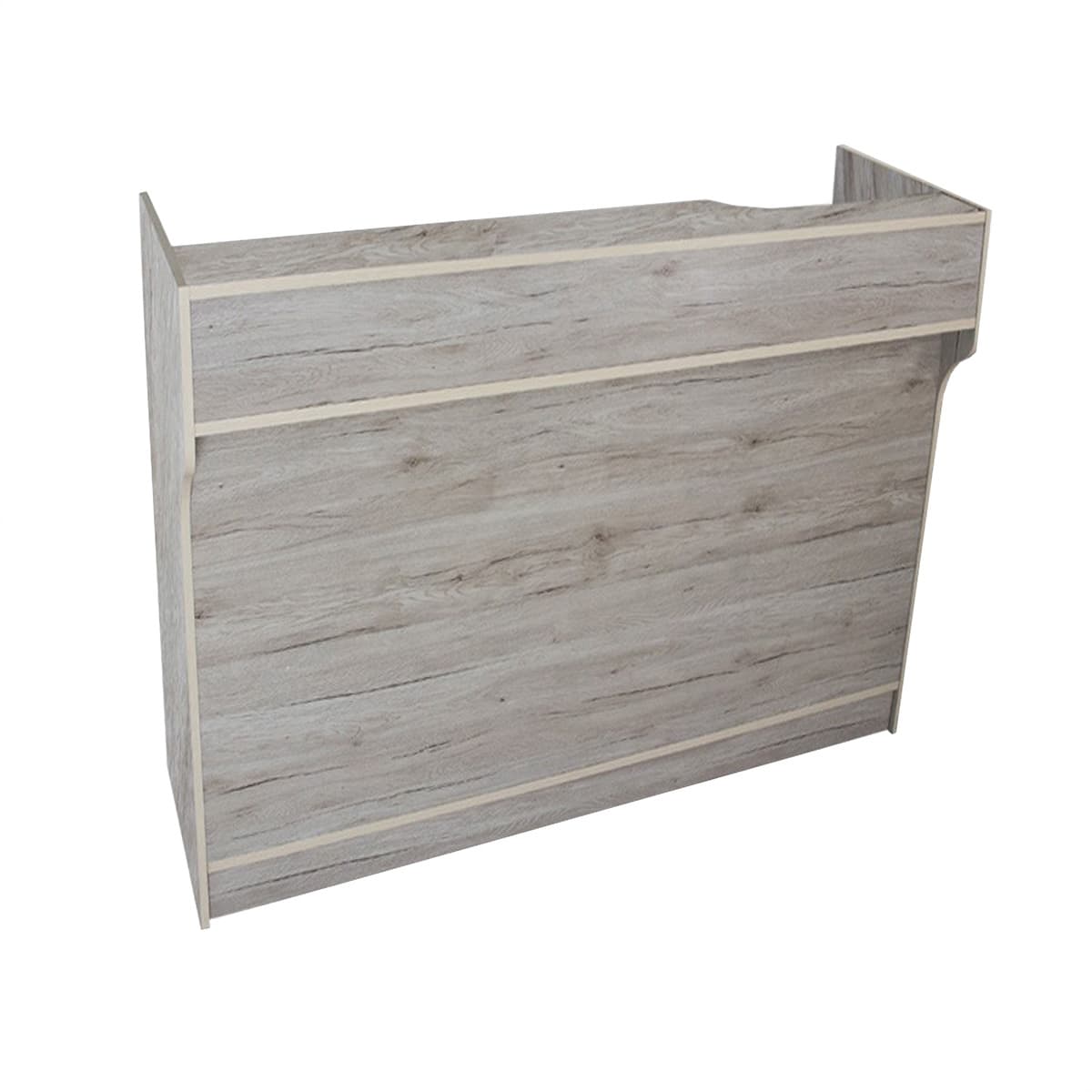 Cash register stand with barnwood finish