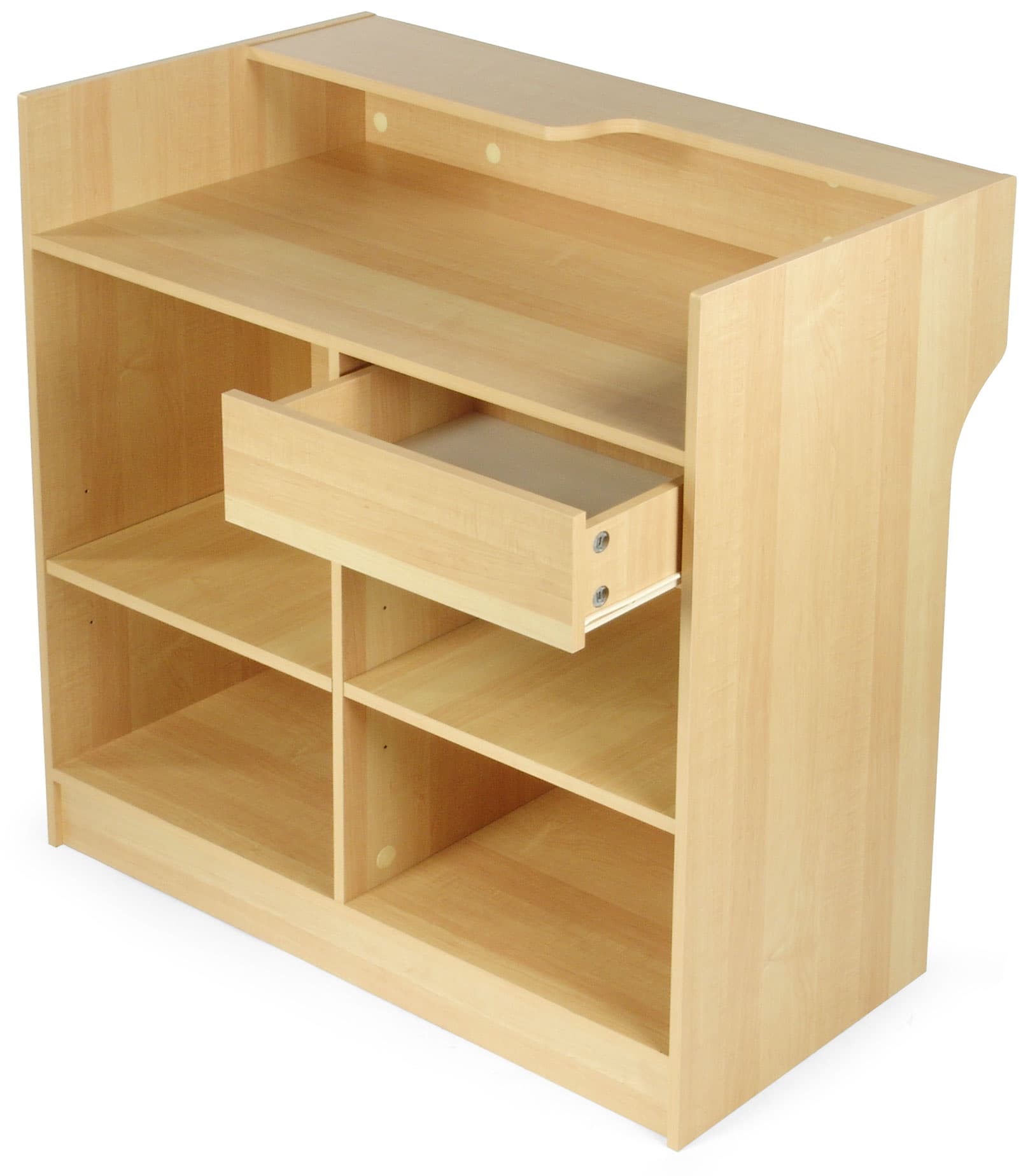 Cash Register Stand: 48"W Ledgetop Design - Maple Melamine