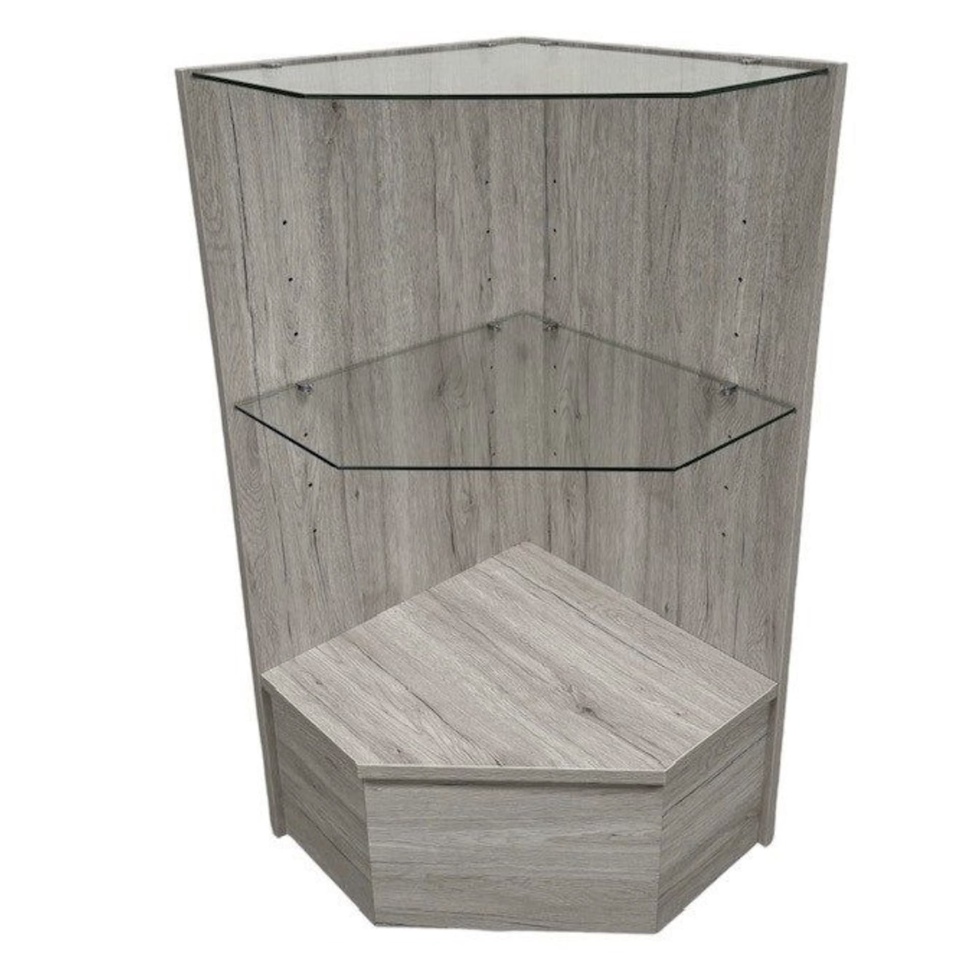 Corner retail display with adjustable shelves