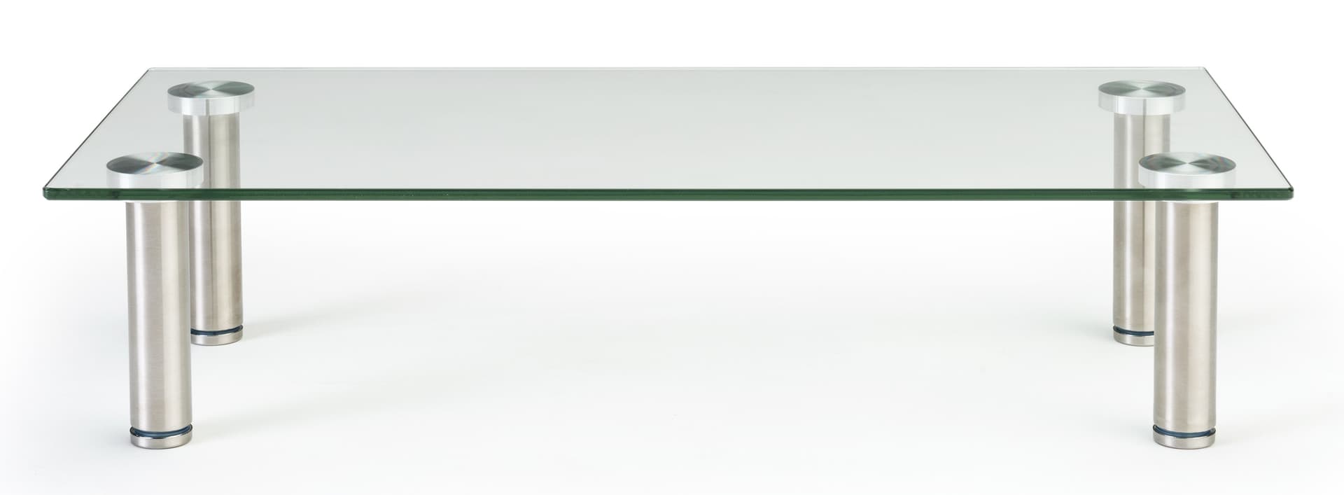 Clear glass riser shelf stand with standoffs