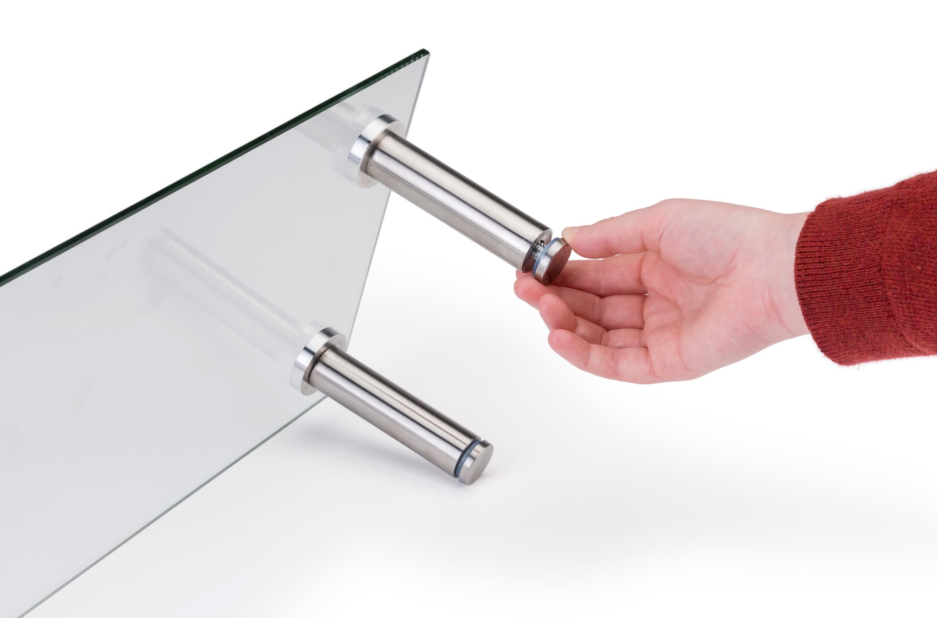 Clear glass riser shelf stand with adjustable height