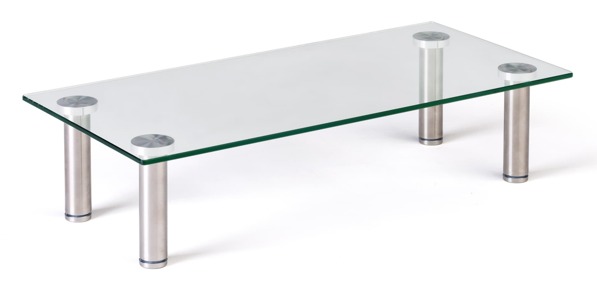Contemporary clear glass riser shelf stand