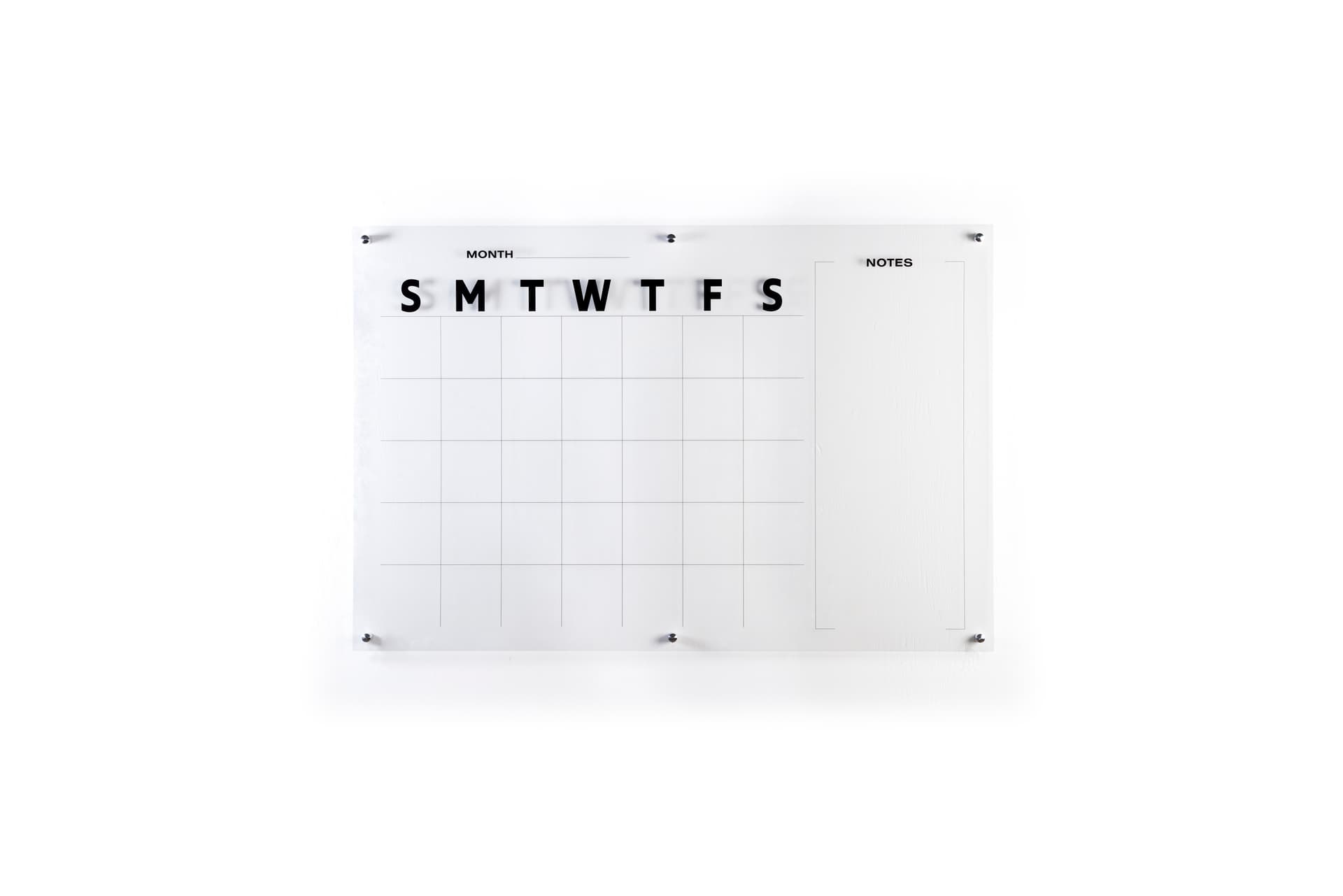 Clear oversized calendar dry erase board