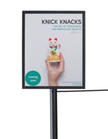 Black 8.5 x 11 stanchion label frame in portrait orientation