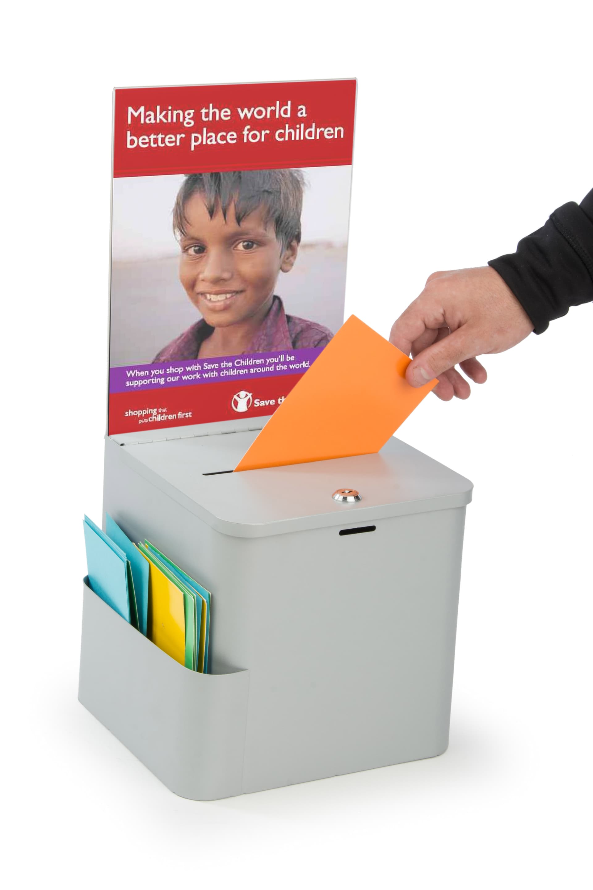 Silver Ballot Box with Sign Holder