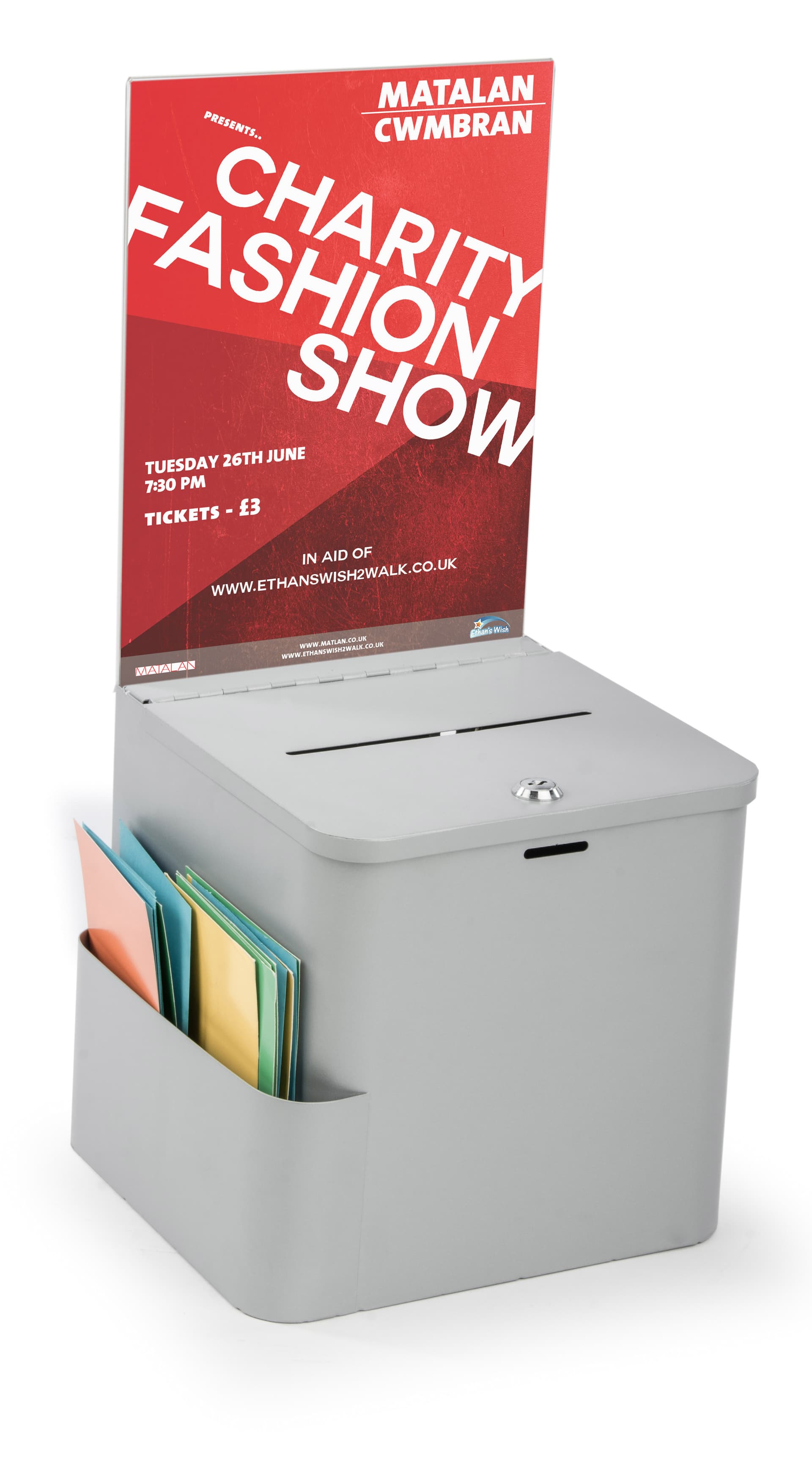 Silver Ballot Box with Sign Holder