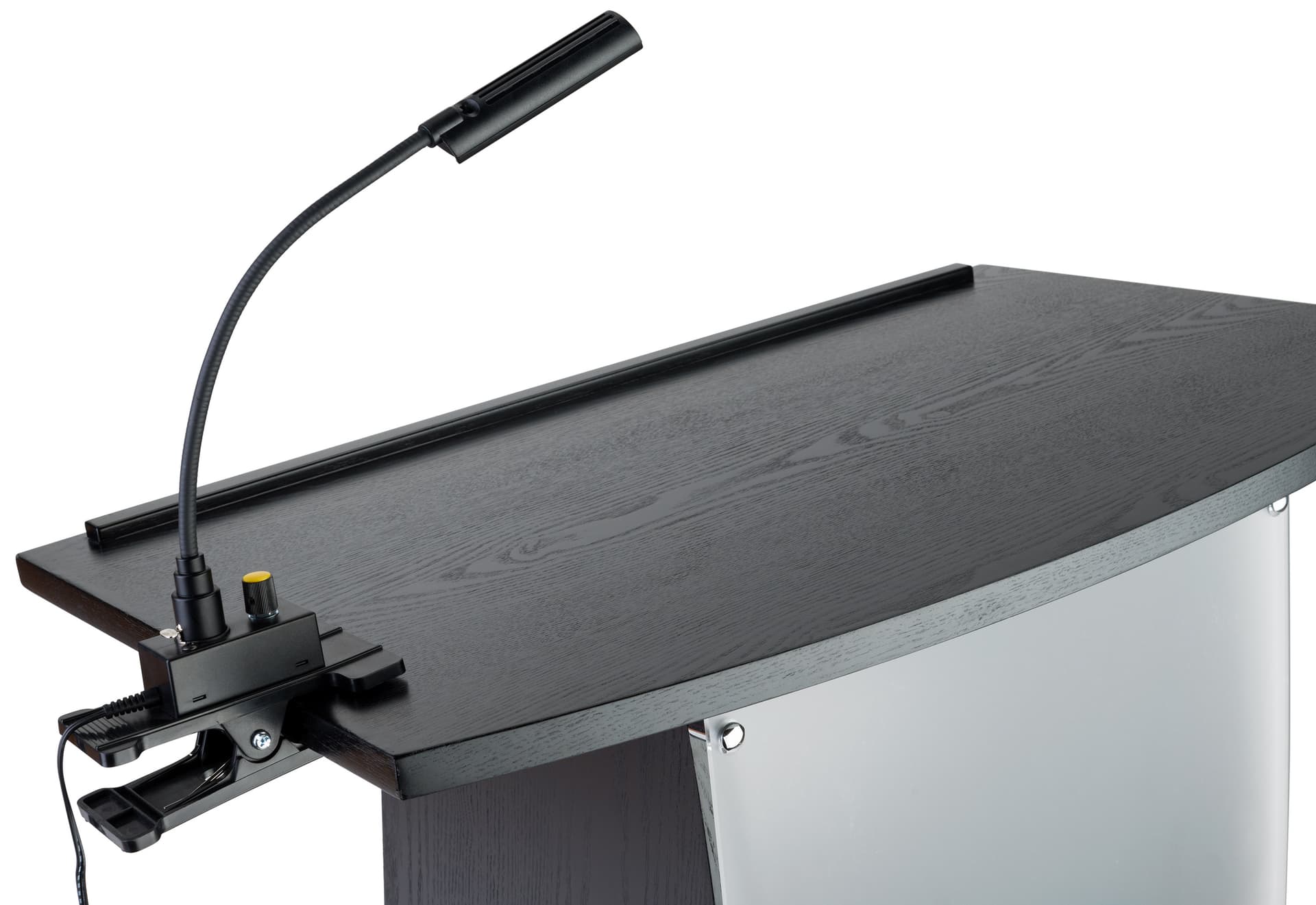 Podium light shown on black lectern