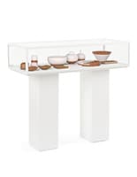 Table display case with matte white finish