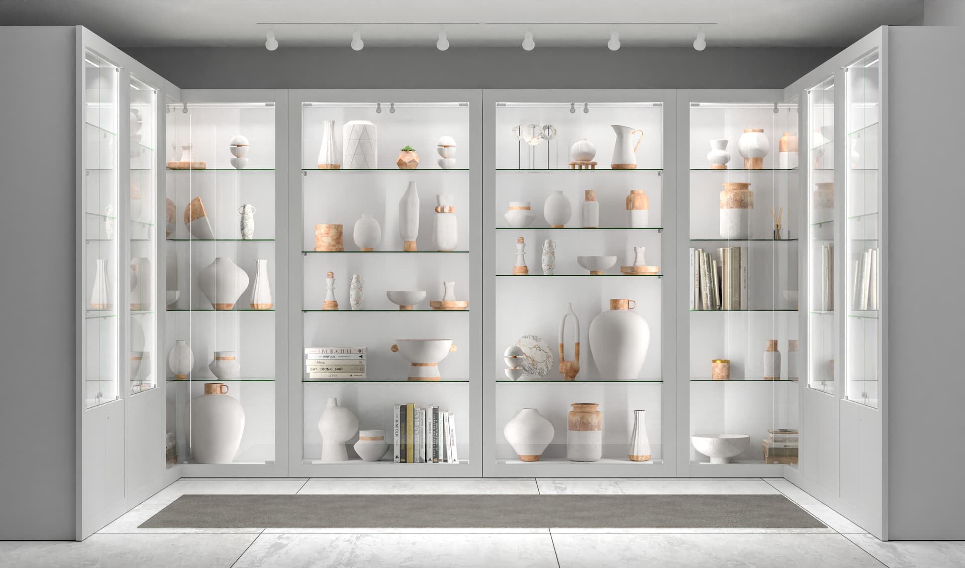 Contemporary display cabinet with modular design